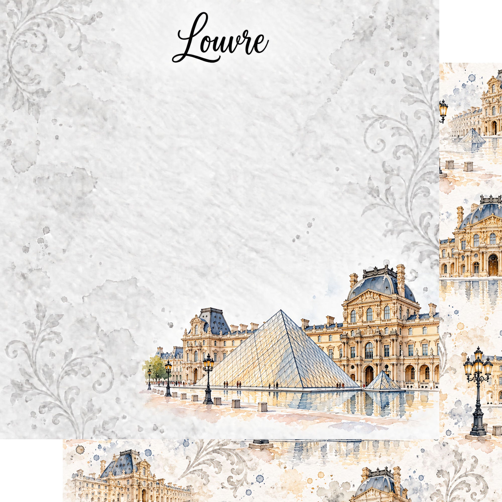 Around The World Collection France Louvre 12 x 12 Double-Sided Scrapbook Paper by SSC Designs