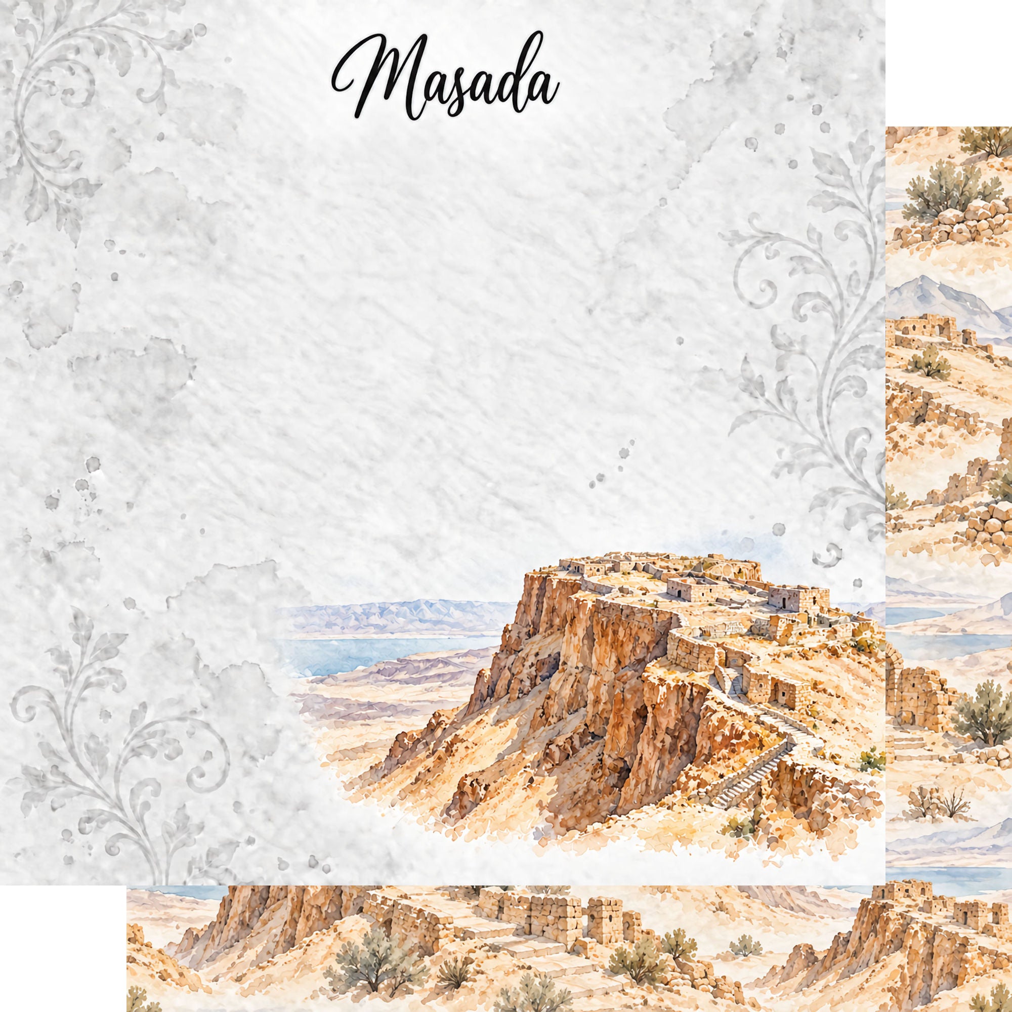 Around The World Collection Israel Masada 12 x 12 Double-Sided Scrapbook Paper by SSC Designs