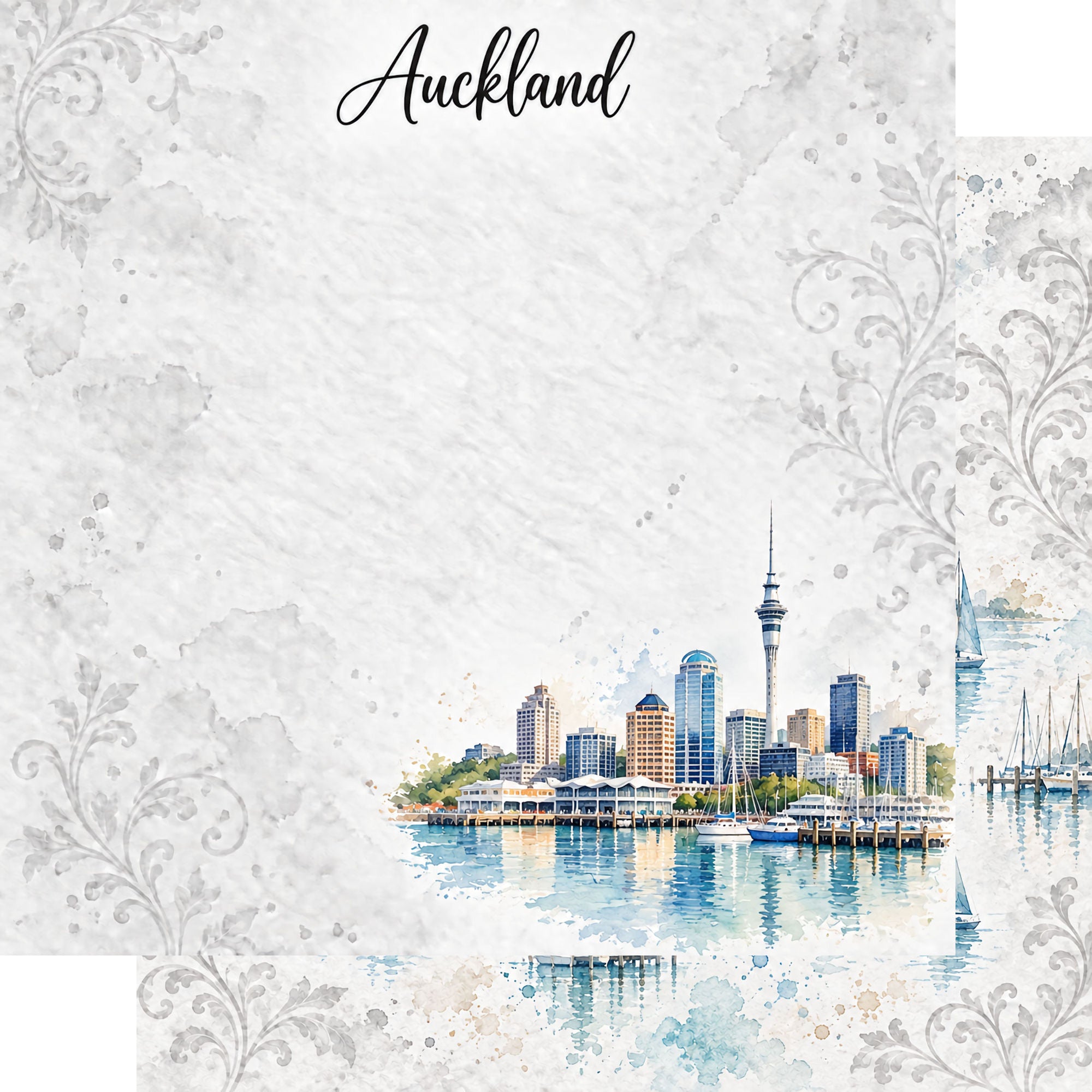 Around The World Collection New Zealand Auckland 12 x 12 Double-Sided Scrapbook Paper by SSC Designs