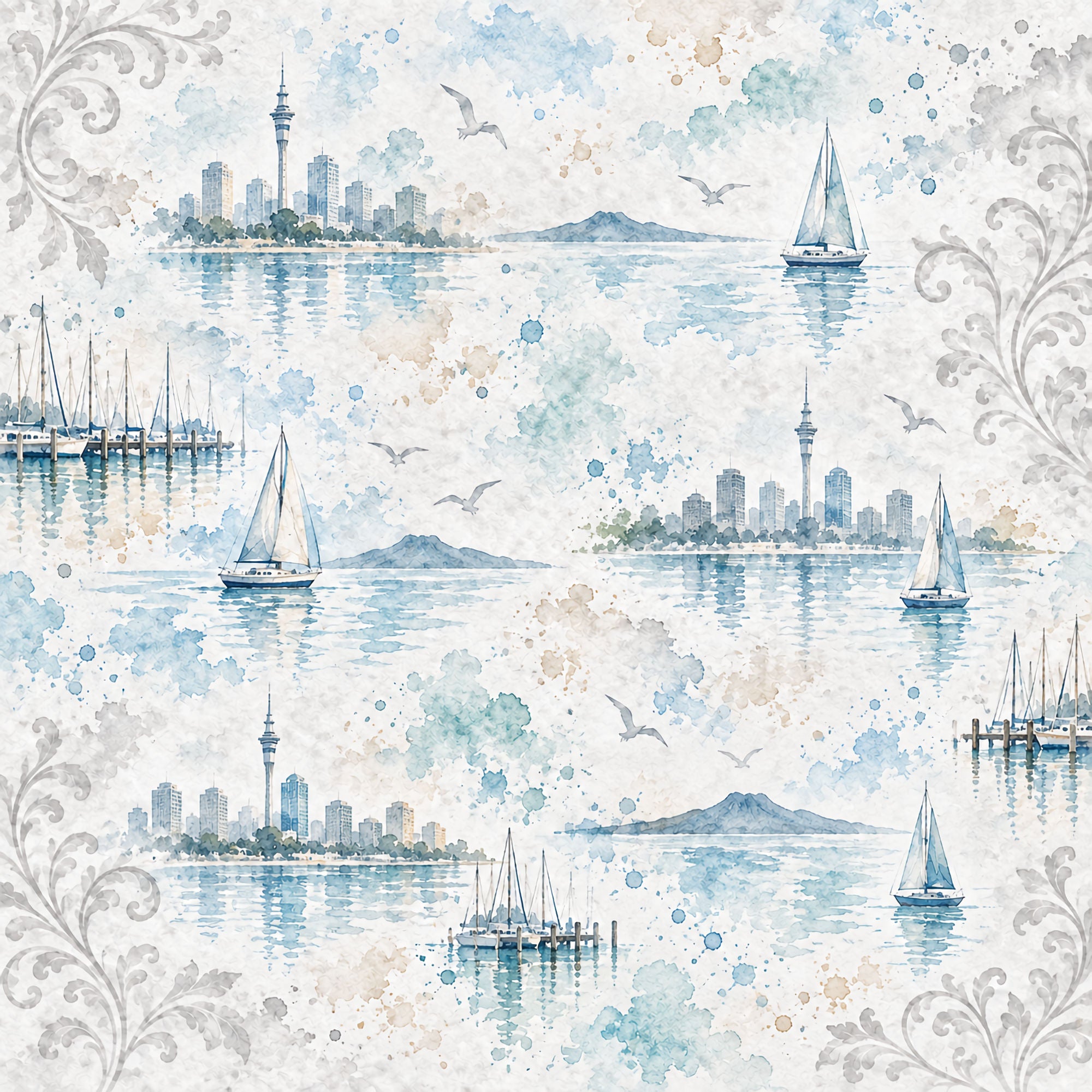Around The World Collection New Zealand Auckland 12 x 12 Double-Sided Scrapbook Paper by SSC Designs