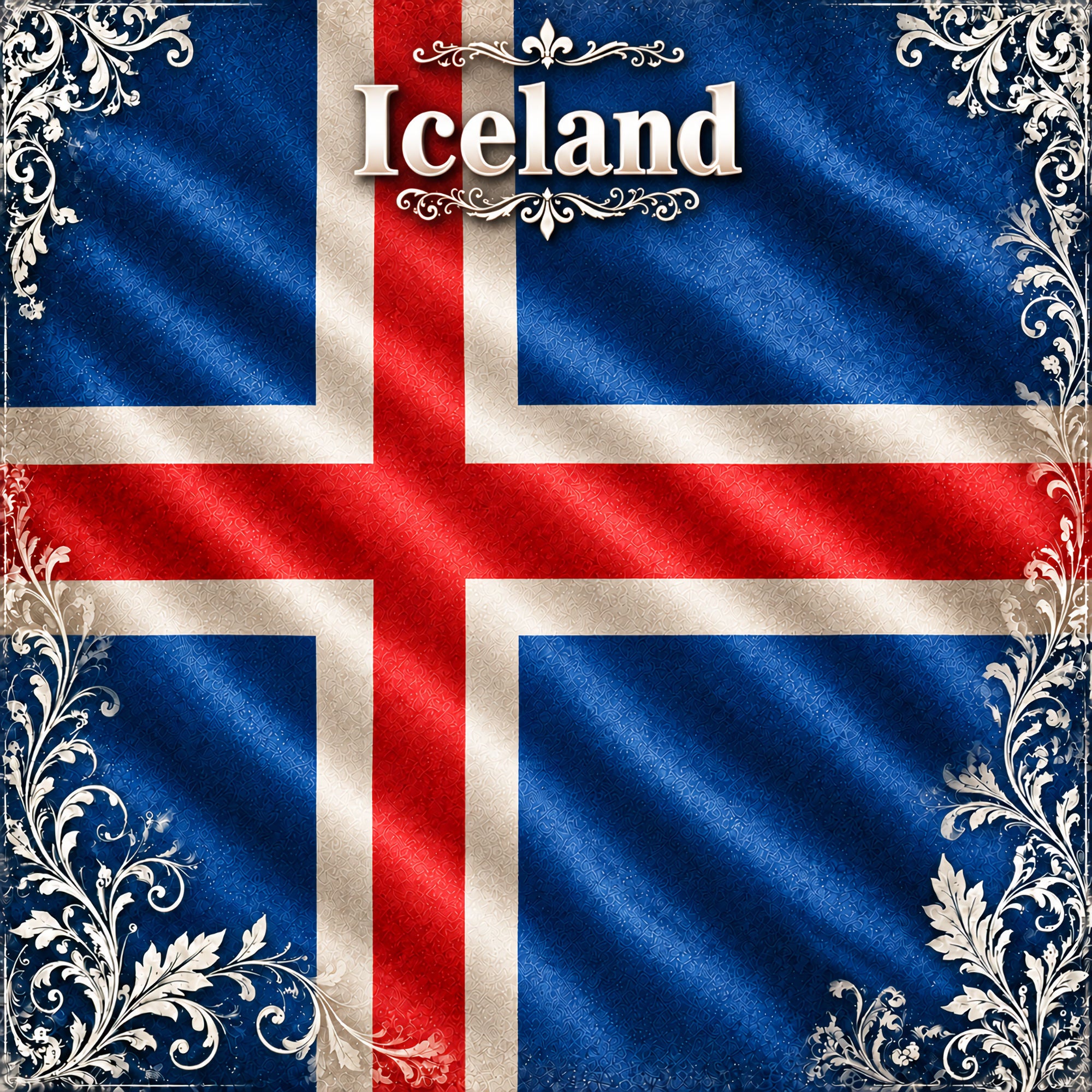 Around The World Collection Iceland Flag 12 x 12 Double-Sided Scrapbook Paper by SSC Designs
