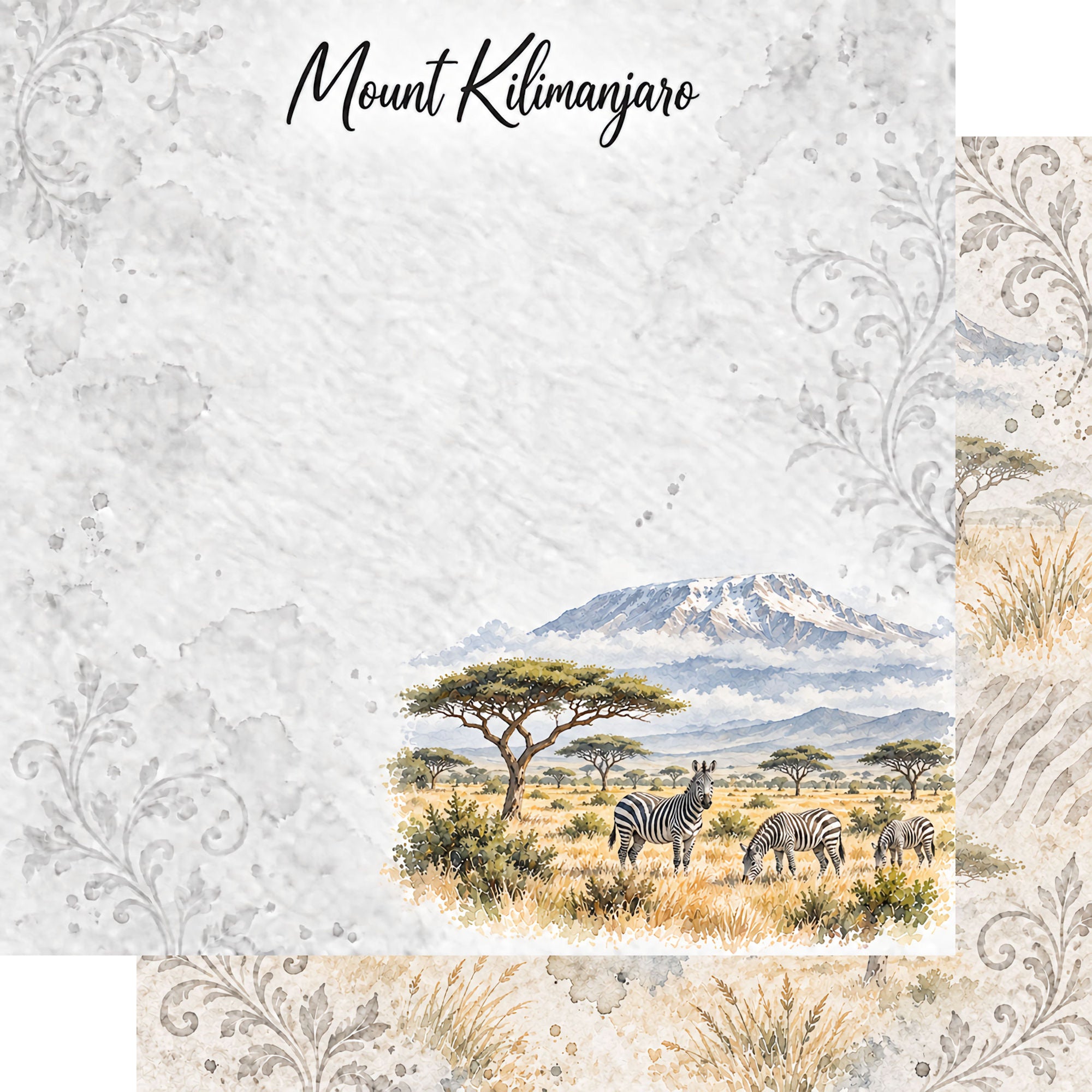 Around The World Collection Tanzania Mount Kilimanjaro 12 x 12 Double-Sided Scrapbook Paper by SSC Designs