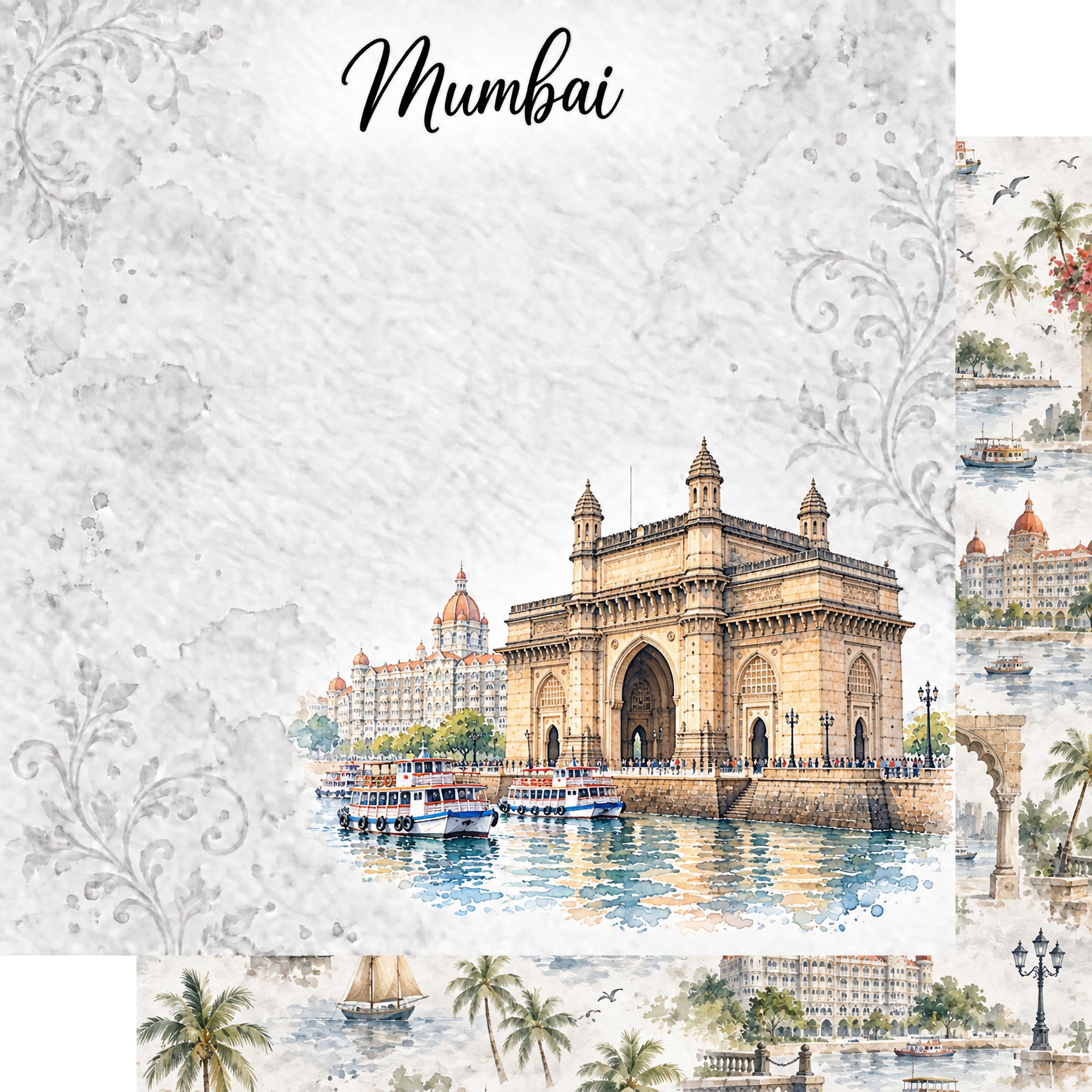 Around The World Collection India Mumbai 12 x 12 Double-Sided Scrapbook Paper by SSC Designs