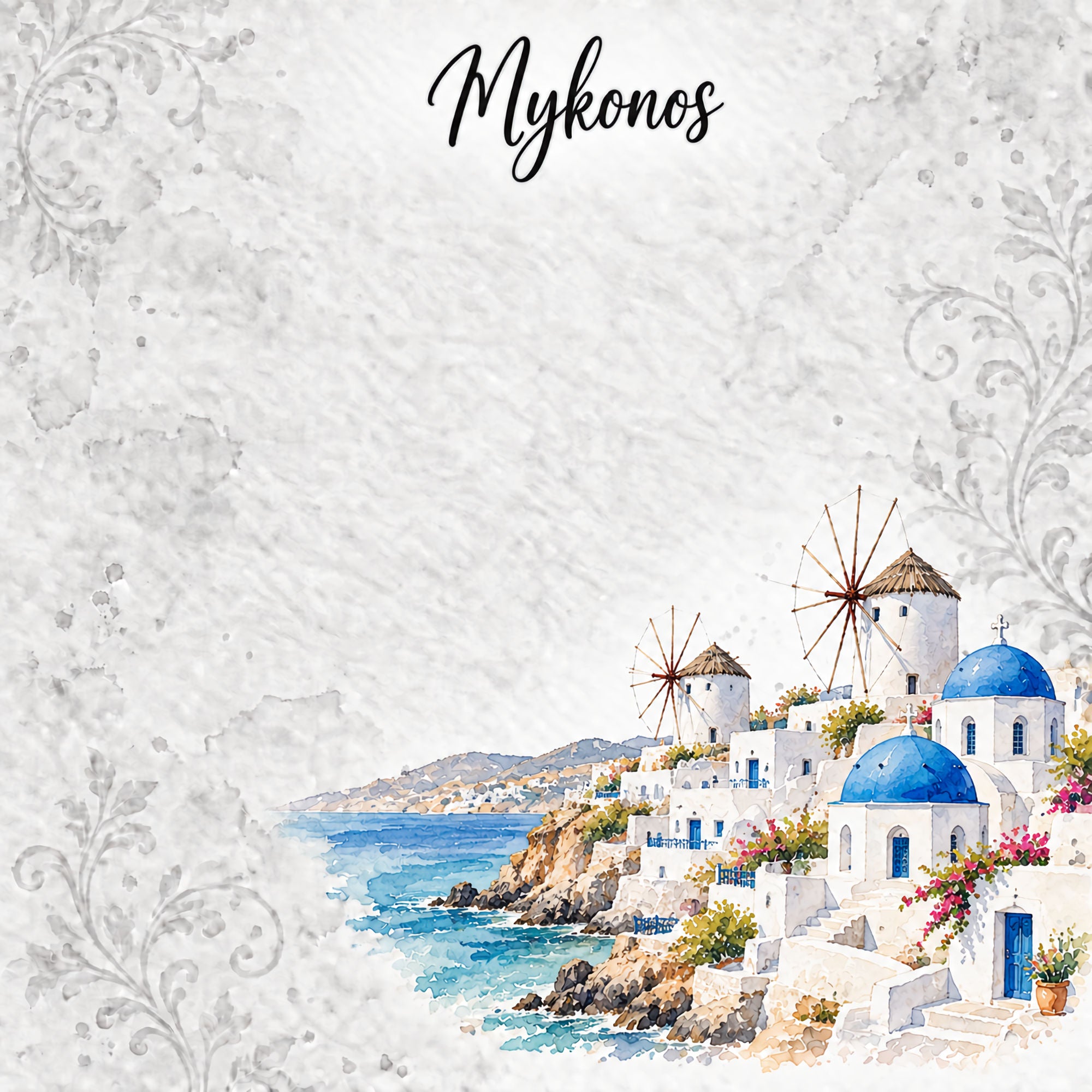 Around The World Collection Greece Mykonos 12 x 12 Double-Sided Scrapbook Paper by SSC Designs