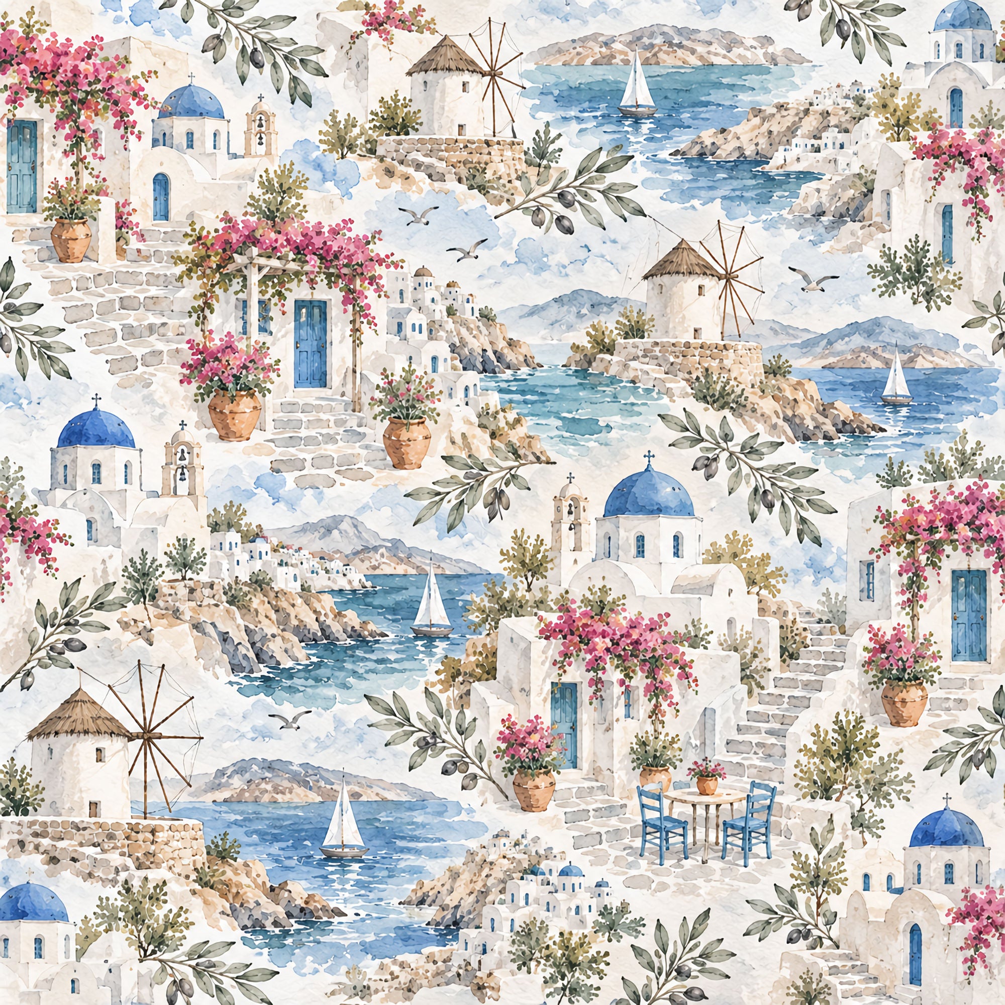 Around The World Collection Greece Mykonos 12 x 12 Double-Sided Scrapbook Paper by SSC Designs