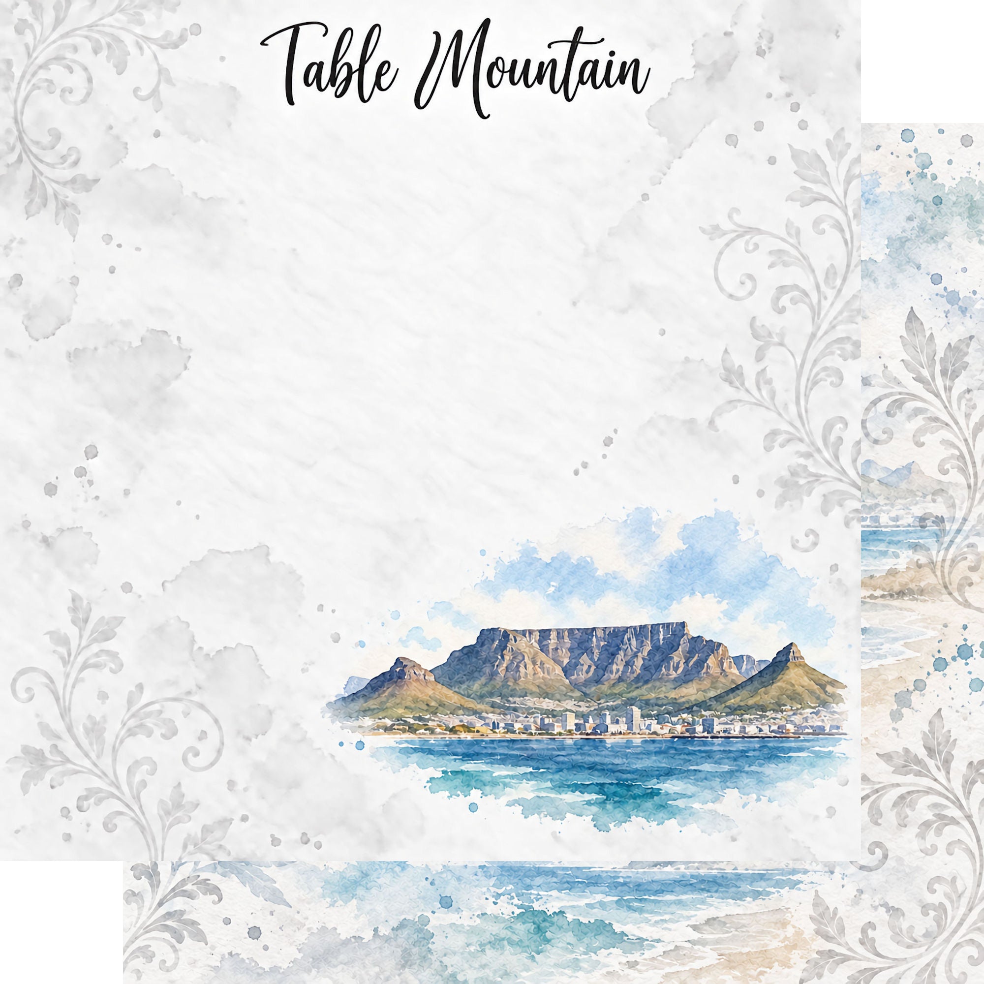 Around The World Collection South Africa Table Mountain 12 x 12 Double-Sided Scrapbook Paper by SSC Designs