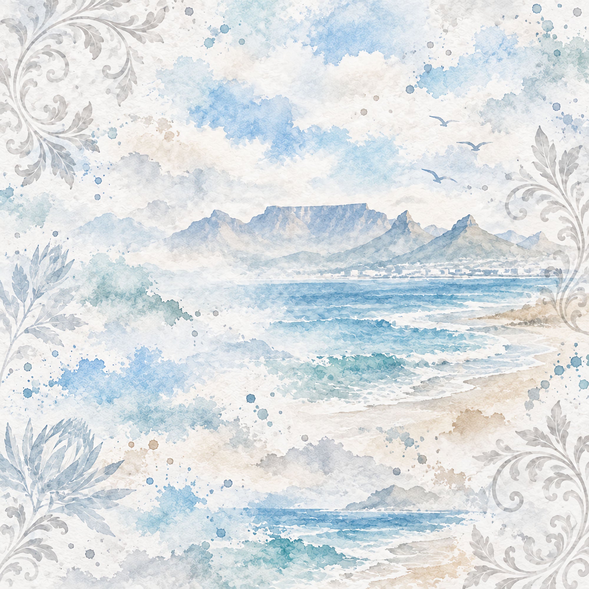 Around The World Collection South Africa Table Mountain 12 x 12 Double-Sided Scrapbook Paper by SSC Designs
