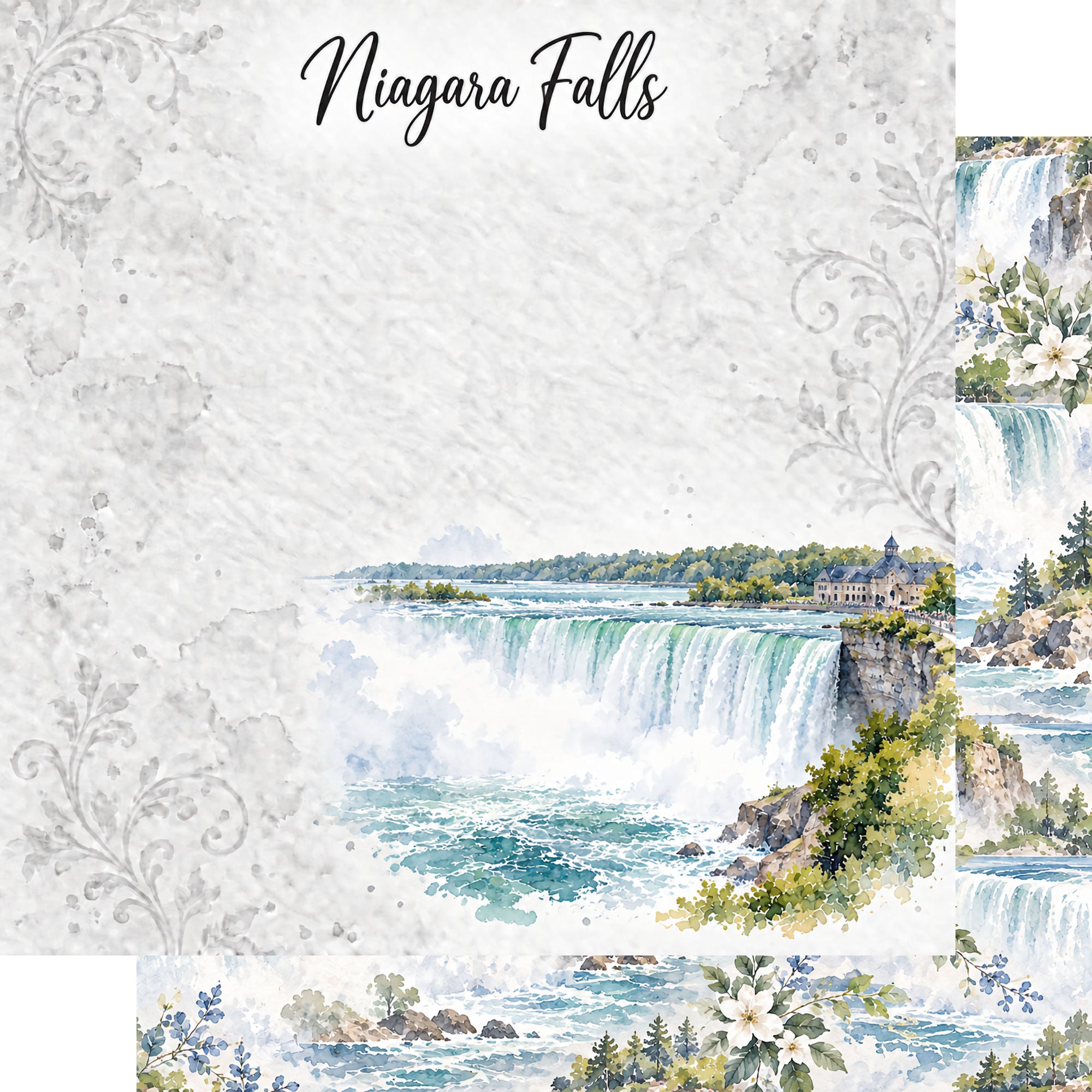 Around The World Collection Canada Niagara Falls 12 x 12 Double-Sided Scrapbook Paper by SSC Designs