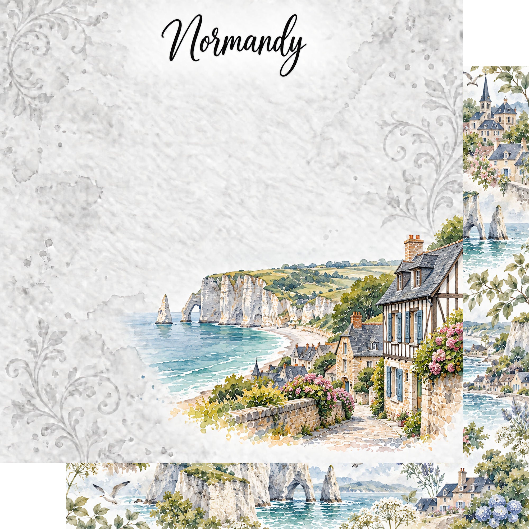 Around The World Collection France Normandy 12 x 12 Double-Sided Scrapbook Paper by SSC Designs