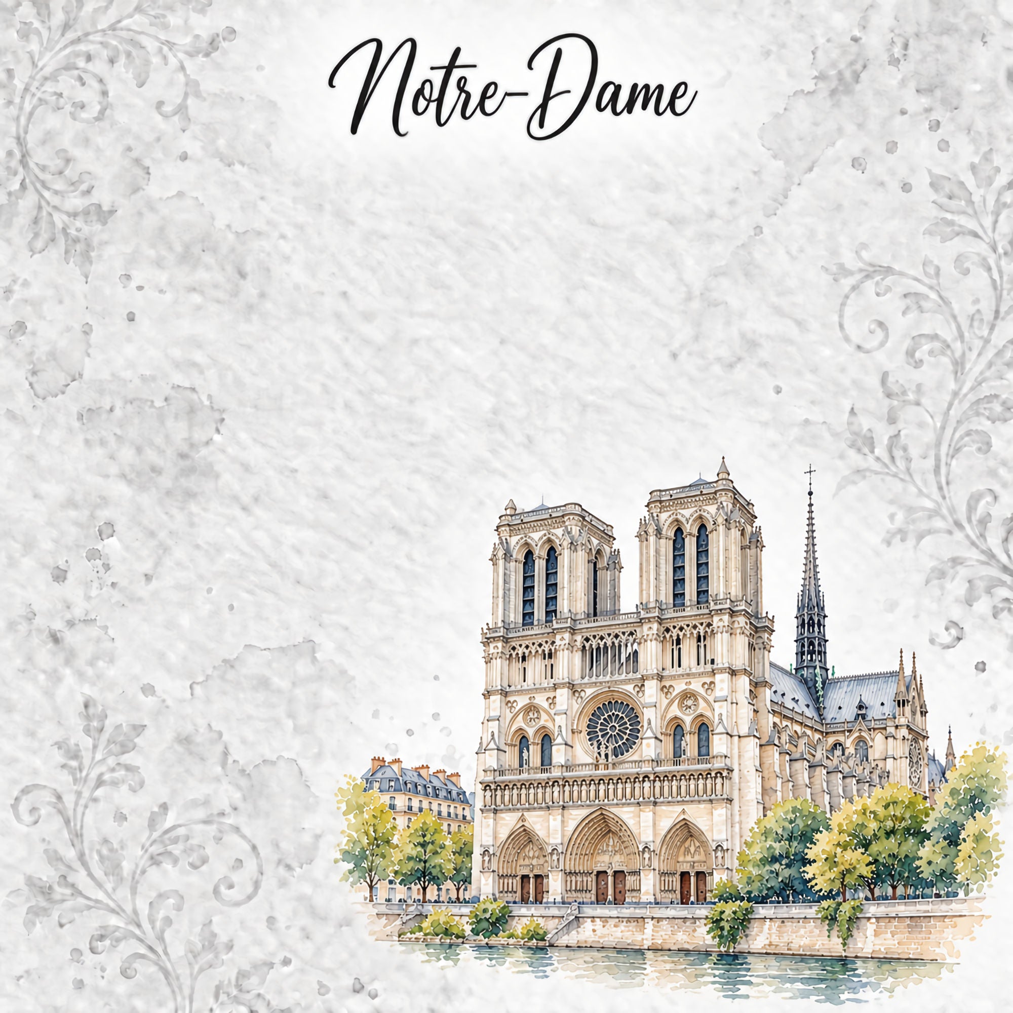 Around The World Collection France Notre Dame 12 x 12 Double-Sided Scrapbook Paper by SSC Designs