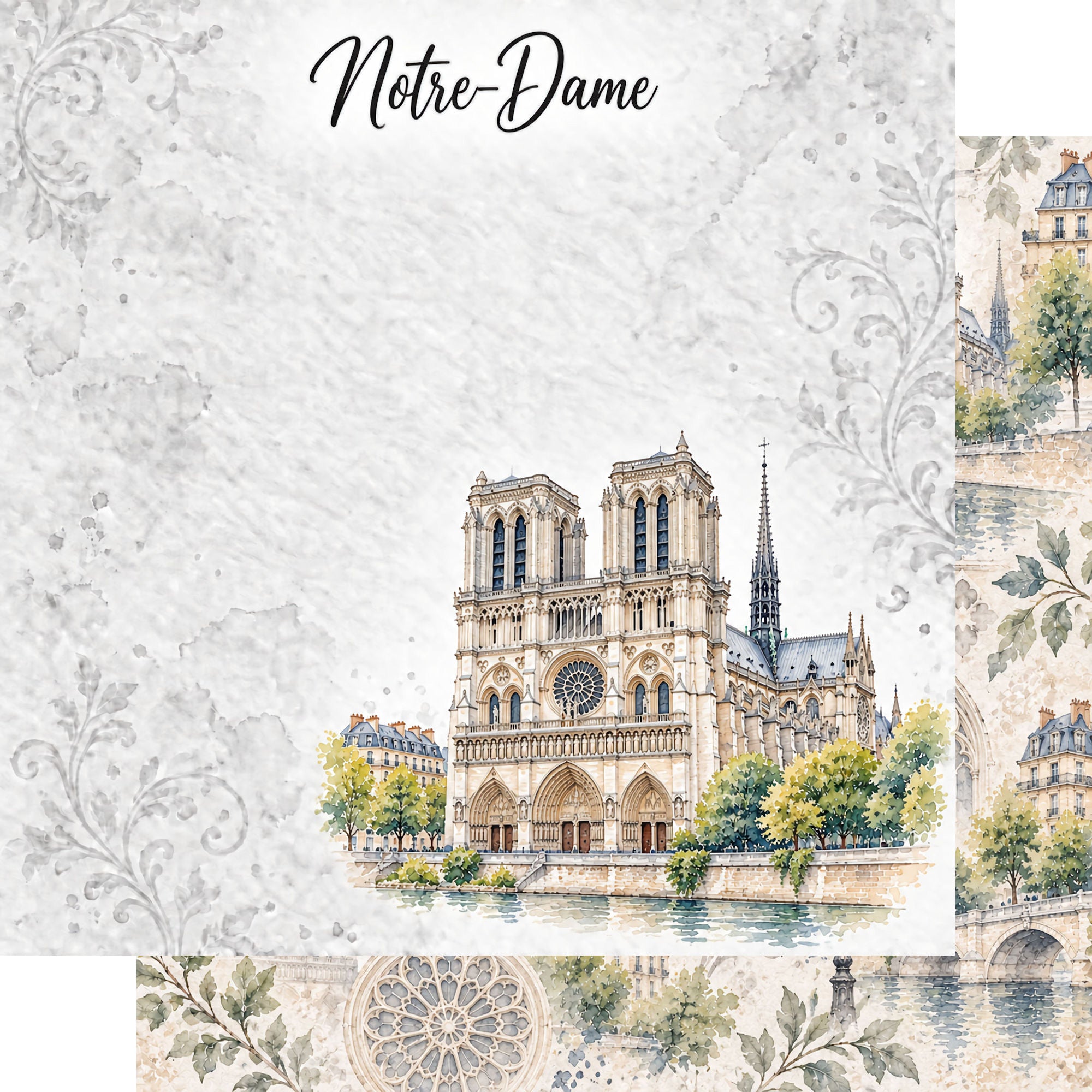 Around The World Collection France Notre Dame 12 x 12 Double-Sided Scrapbook Paper by SSC Designs