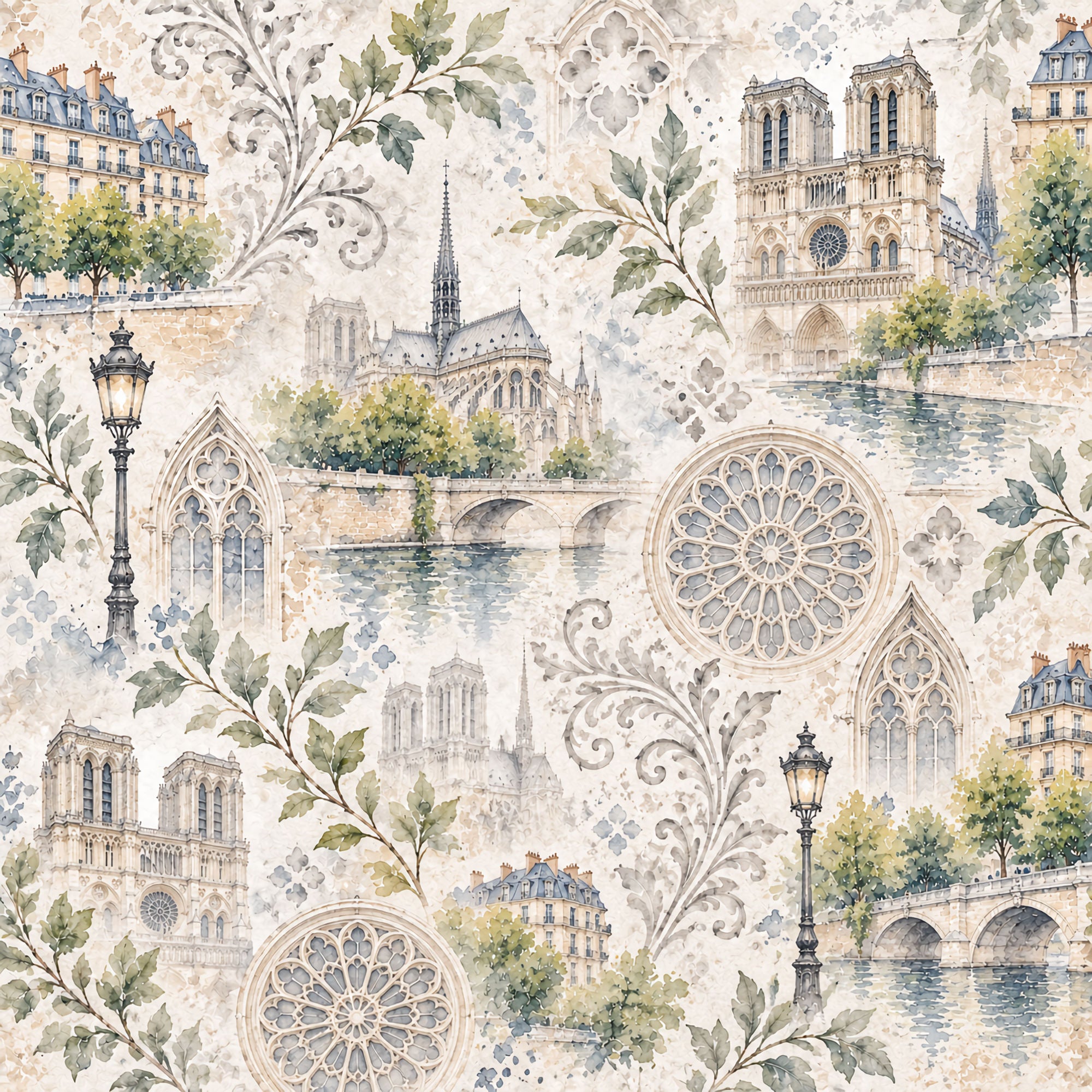 Around The World Collection France Notre Dame 12 x 12 Double-Sided Scrapbook Paper by SSC Designs