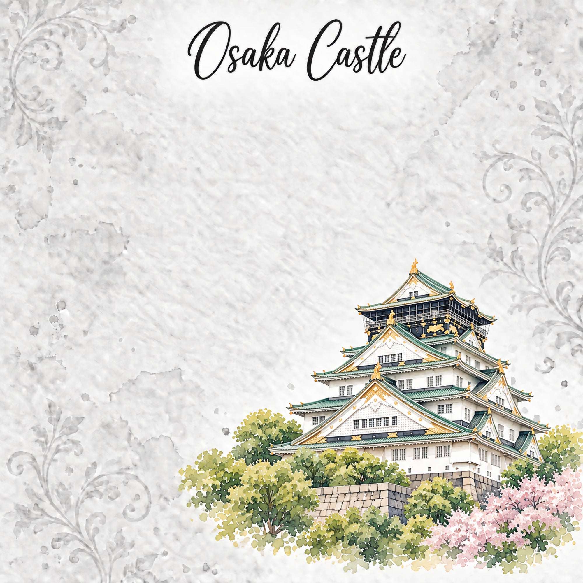 Around The World Collection Japan Osaka Castle 12 x 12 Double-Sided Scrapbook Paper by SSC Designs