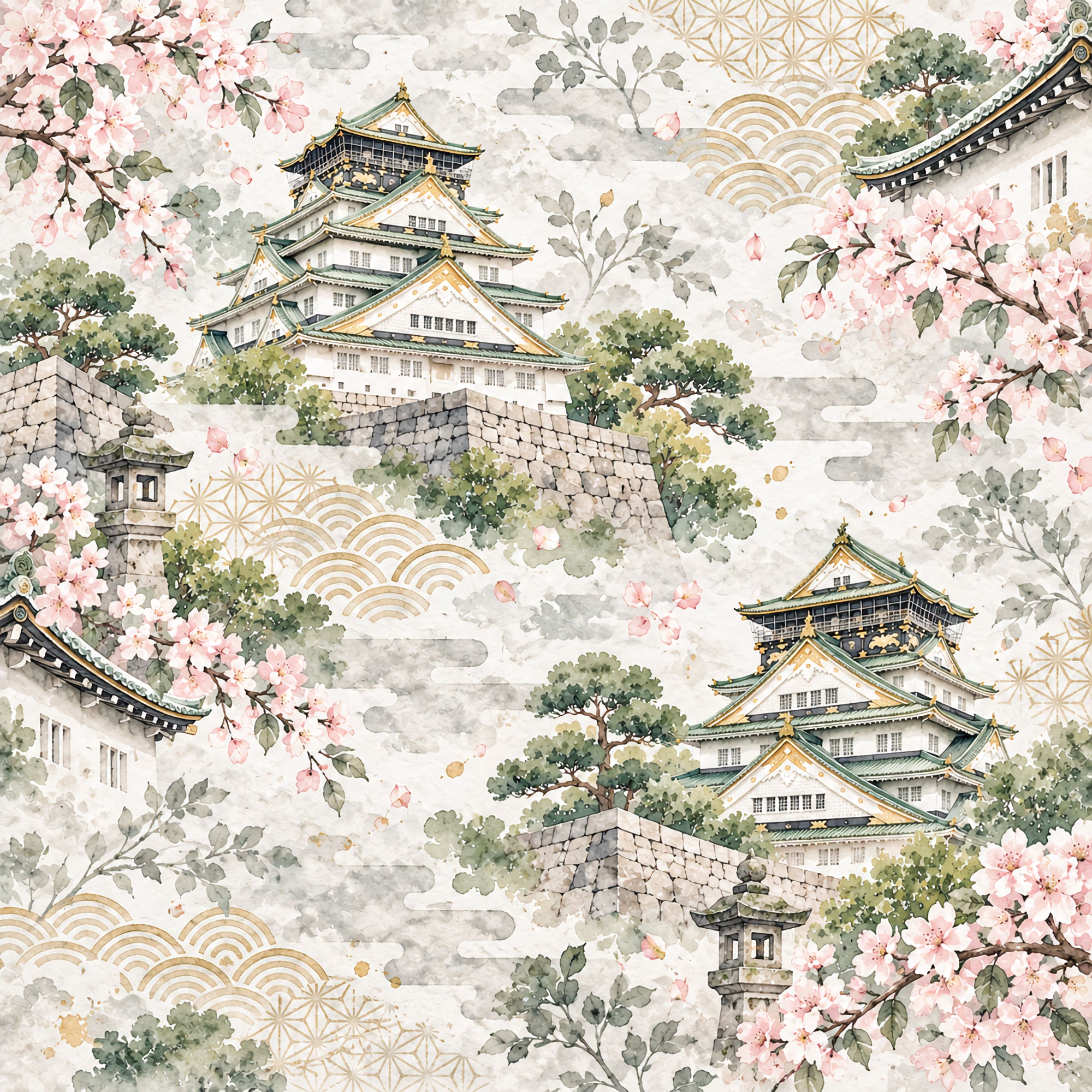 Around The World Collection Japan Osaka Castle 12 x 12 Double-Sided Scrapbook Paper by SSC Designs