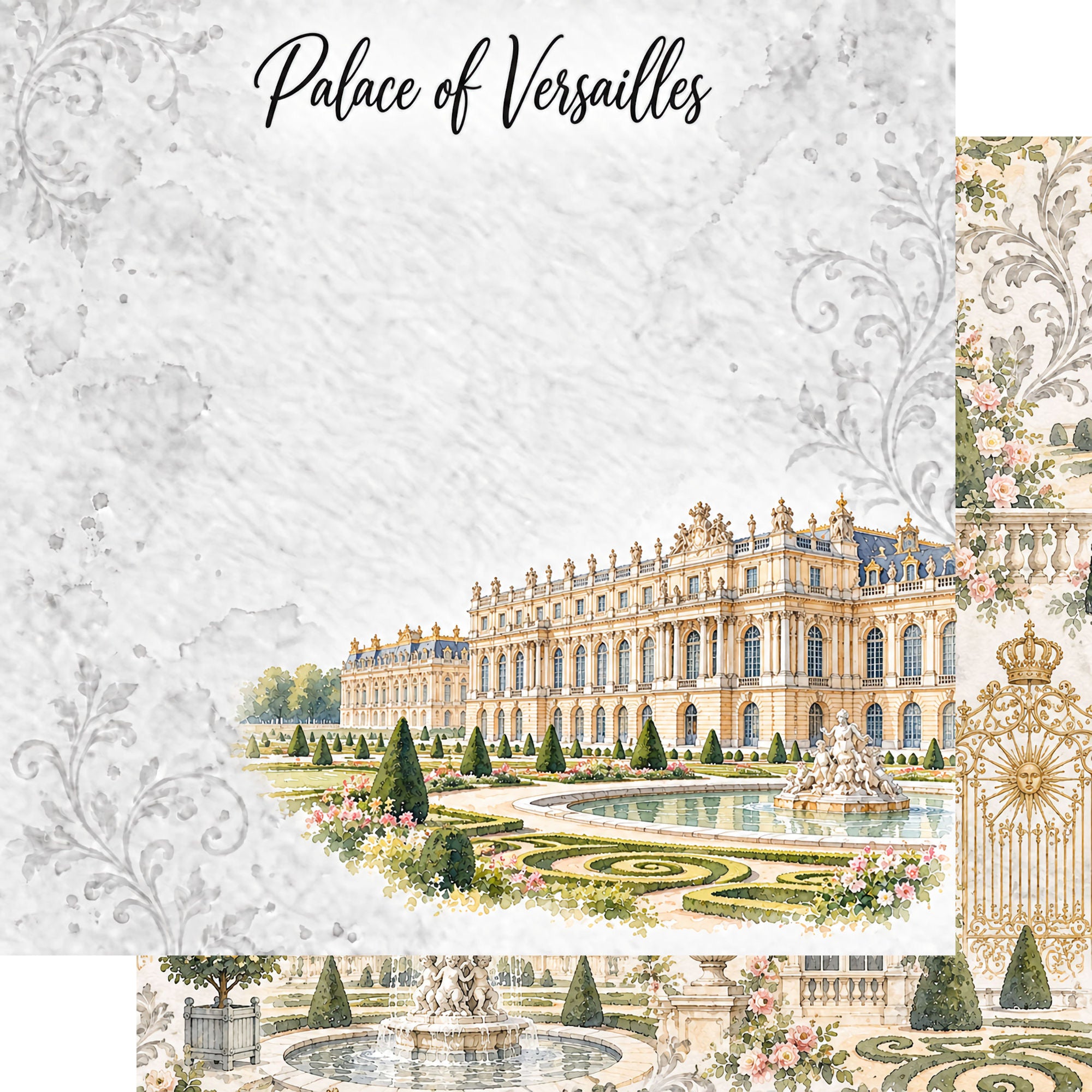 Around The World Collection France Palace of Versailles 12 x 12 Double-Sided Scrapbook Paper by SSC Designs