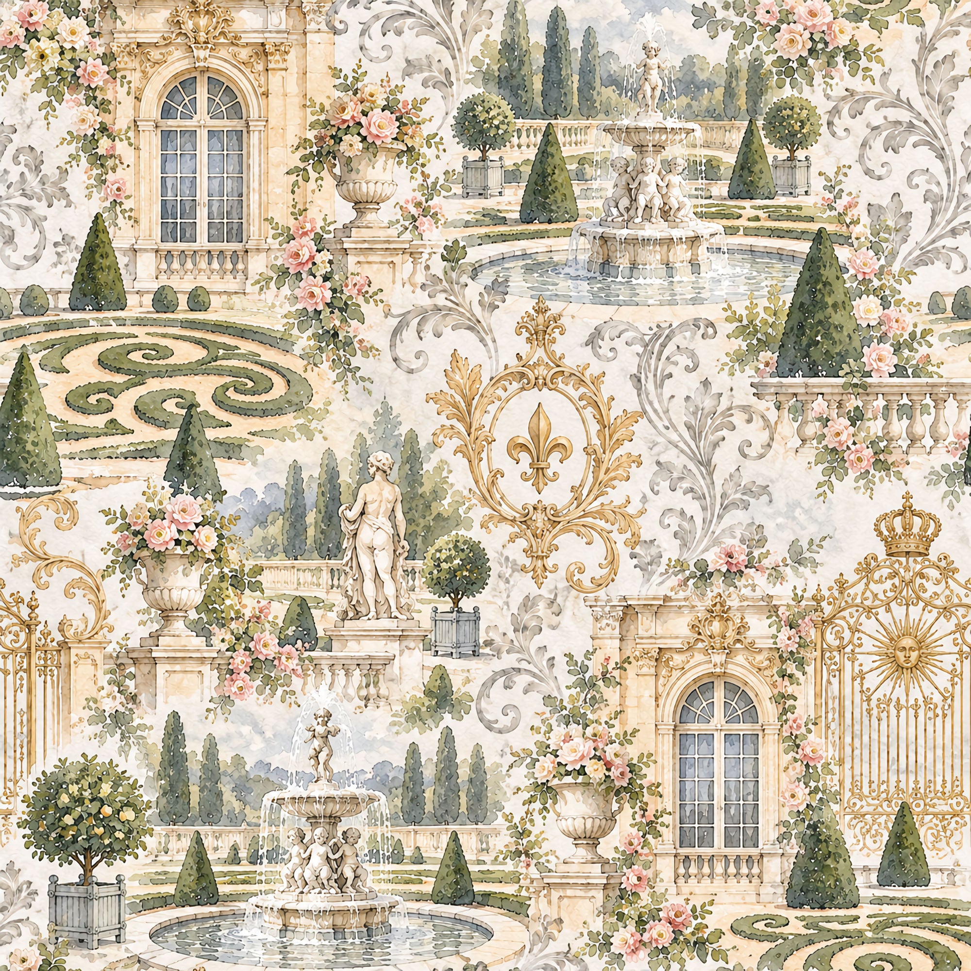 Around The World Collection France Palace of Versailles 12 x 12 Double-Sided Scrapbook Paper by SSC Designs