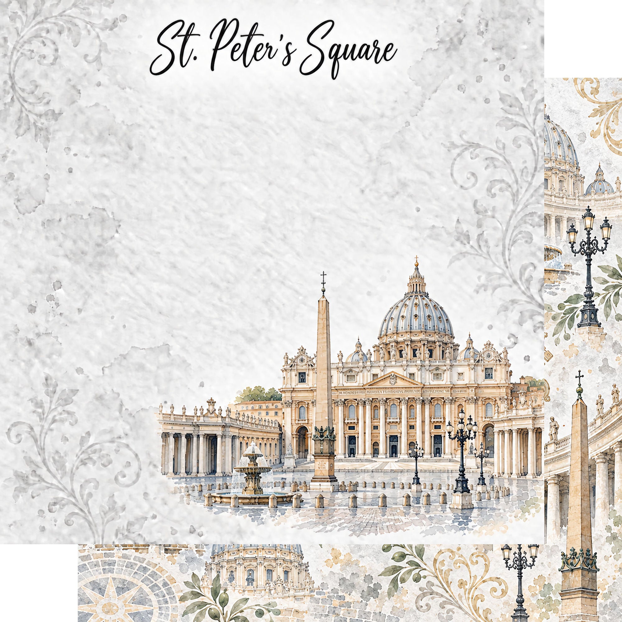 Around The World Collection Italy St. Peter's Square 12 x 12 Double-Sided Scrapbook Paper by SSC Designs