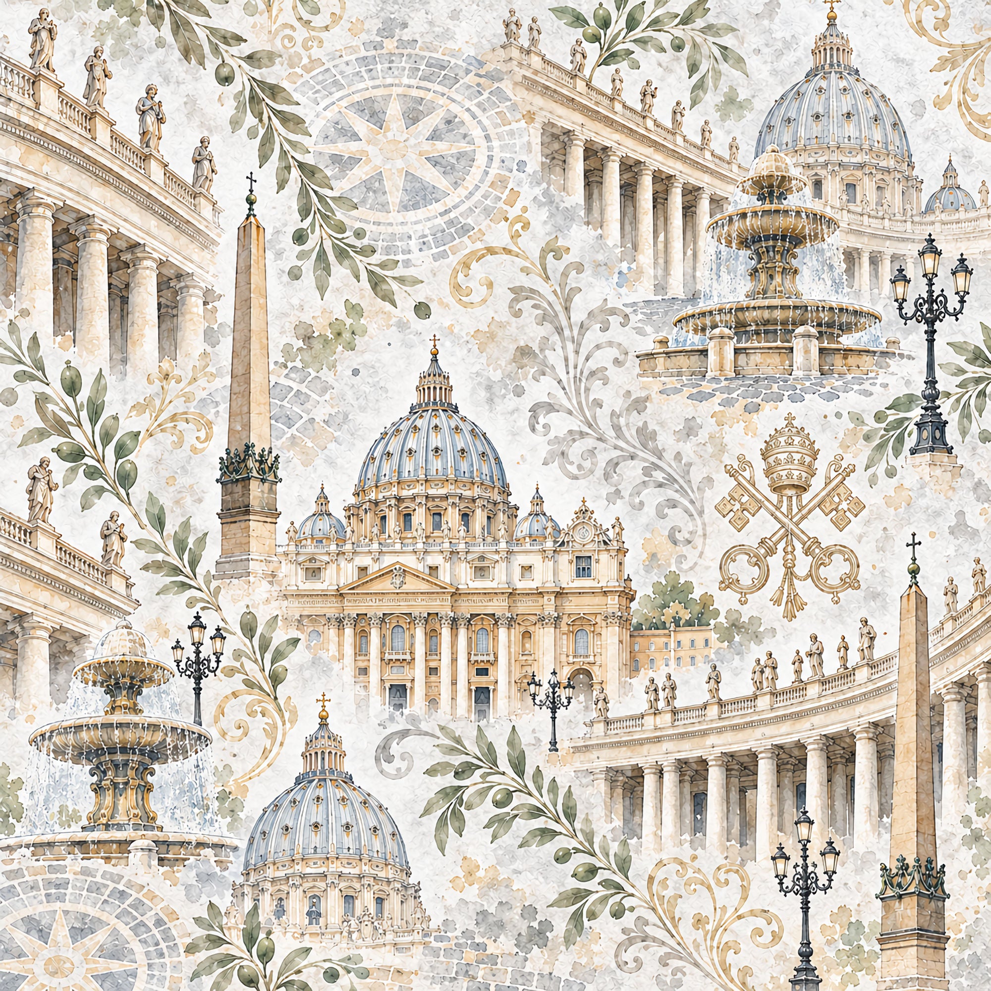 Around The World Collection Italy St. Peter's Square 12 x 12 Double-Sided Scrapbook Paper by SSC Designs
