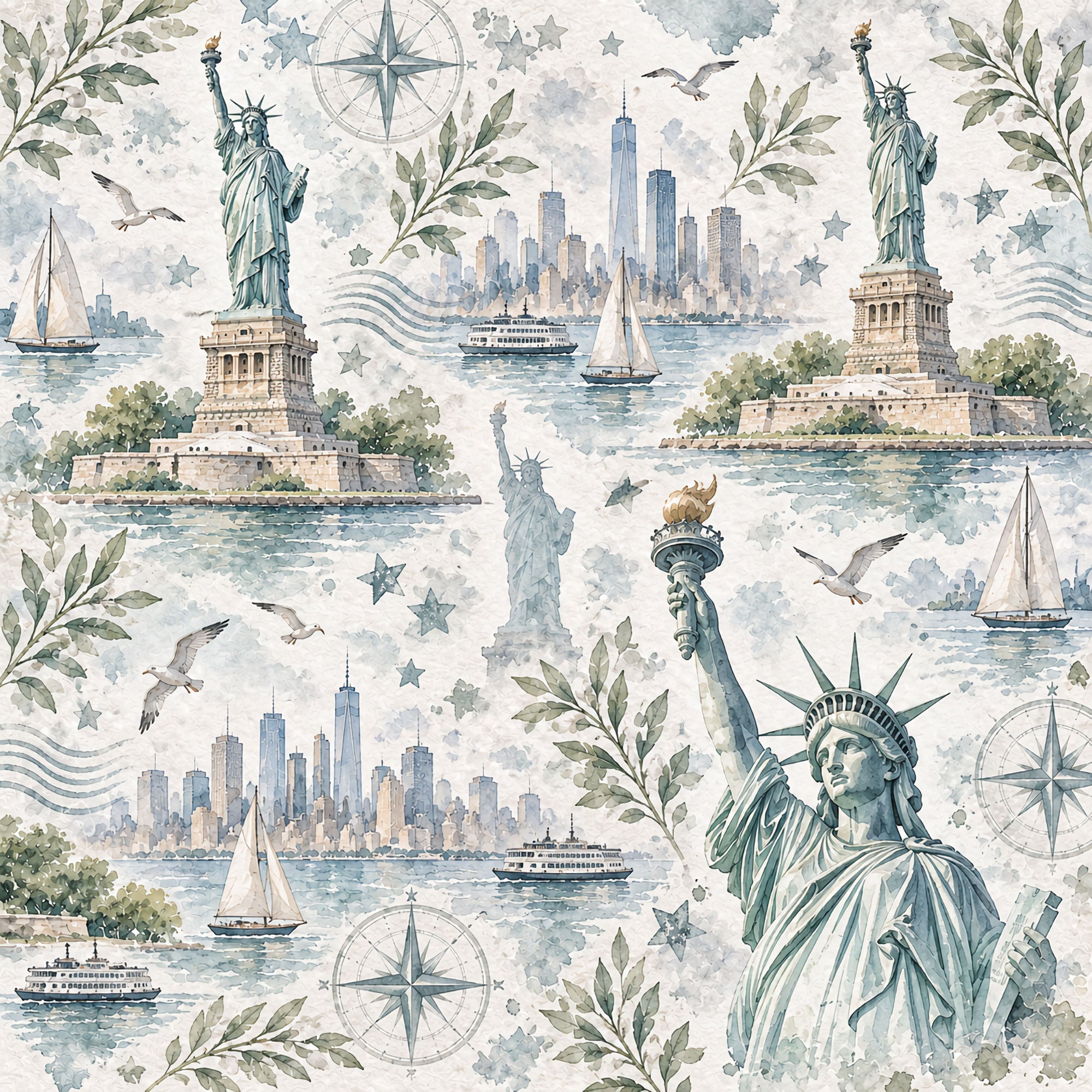 Around The World Collection New York Statue of Liberty 12 x 12 Double-Sided Scrapbook Paper by SSC Designs