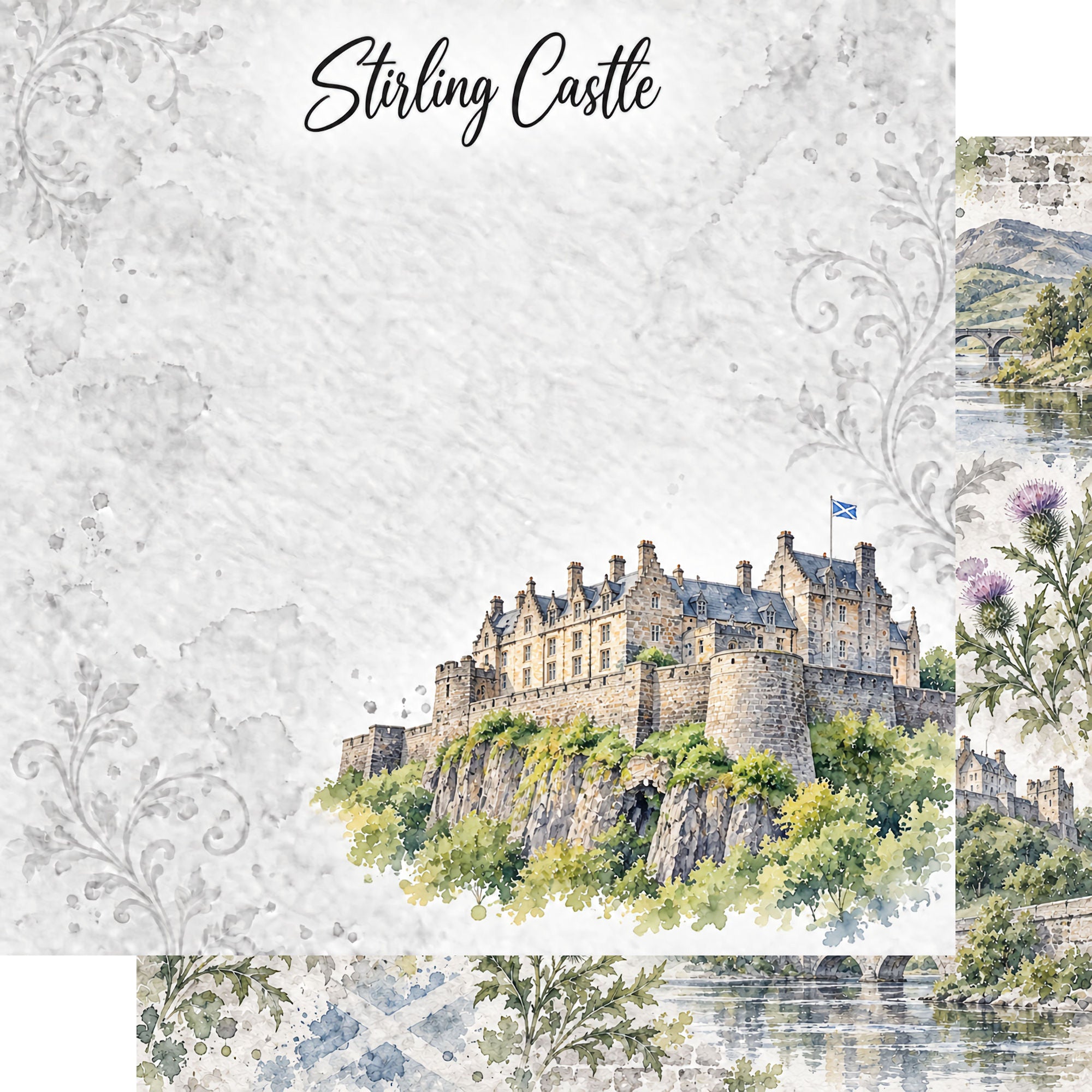 Around The World Collection Scotland Stirling Castle 12 x 12 Double-Sided Scrapbook Paper by SSC Designs