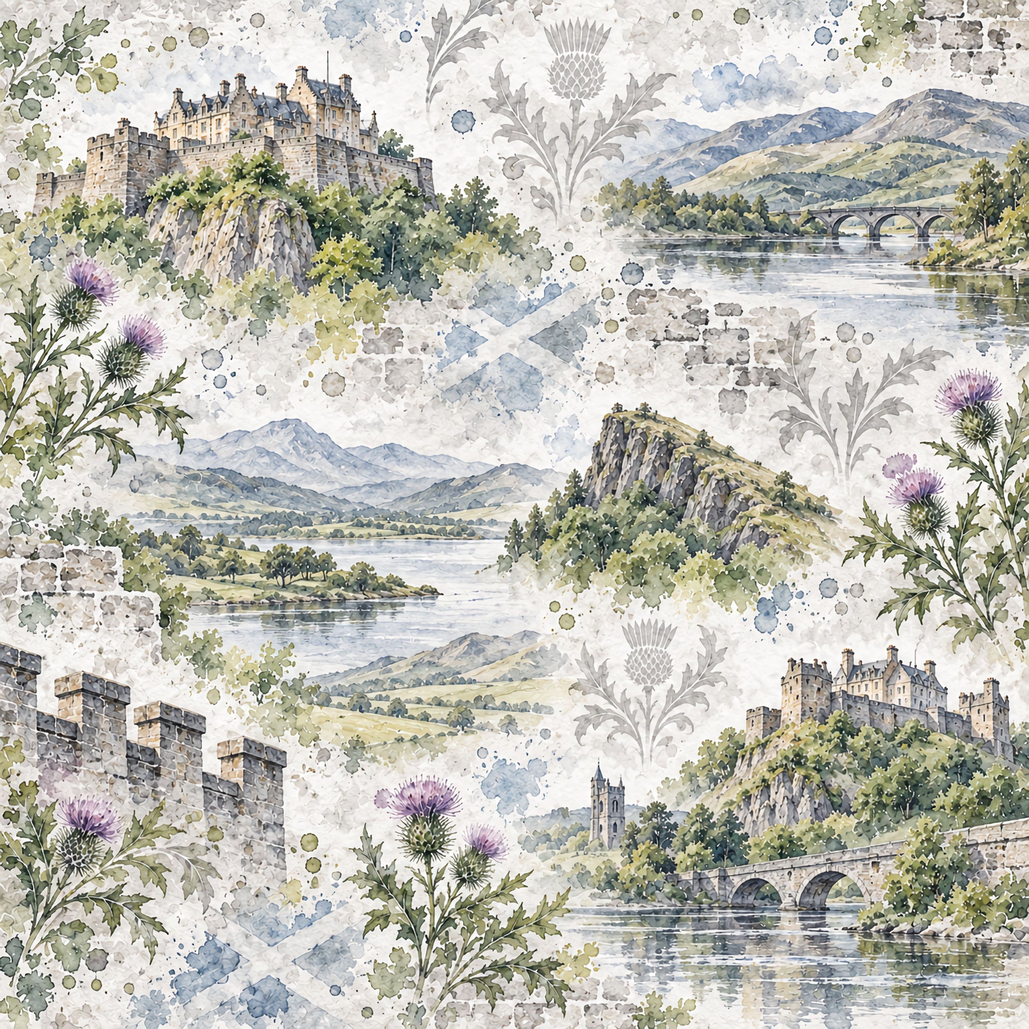 Around The World Collection Scotland Stirling Castle 12 x 12 Double-Sided Scrapbook Paper by SSC Designs