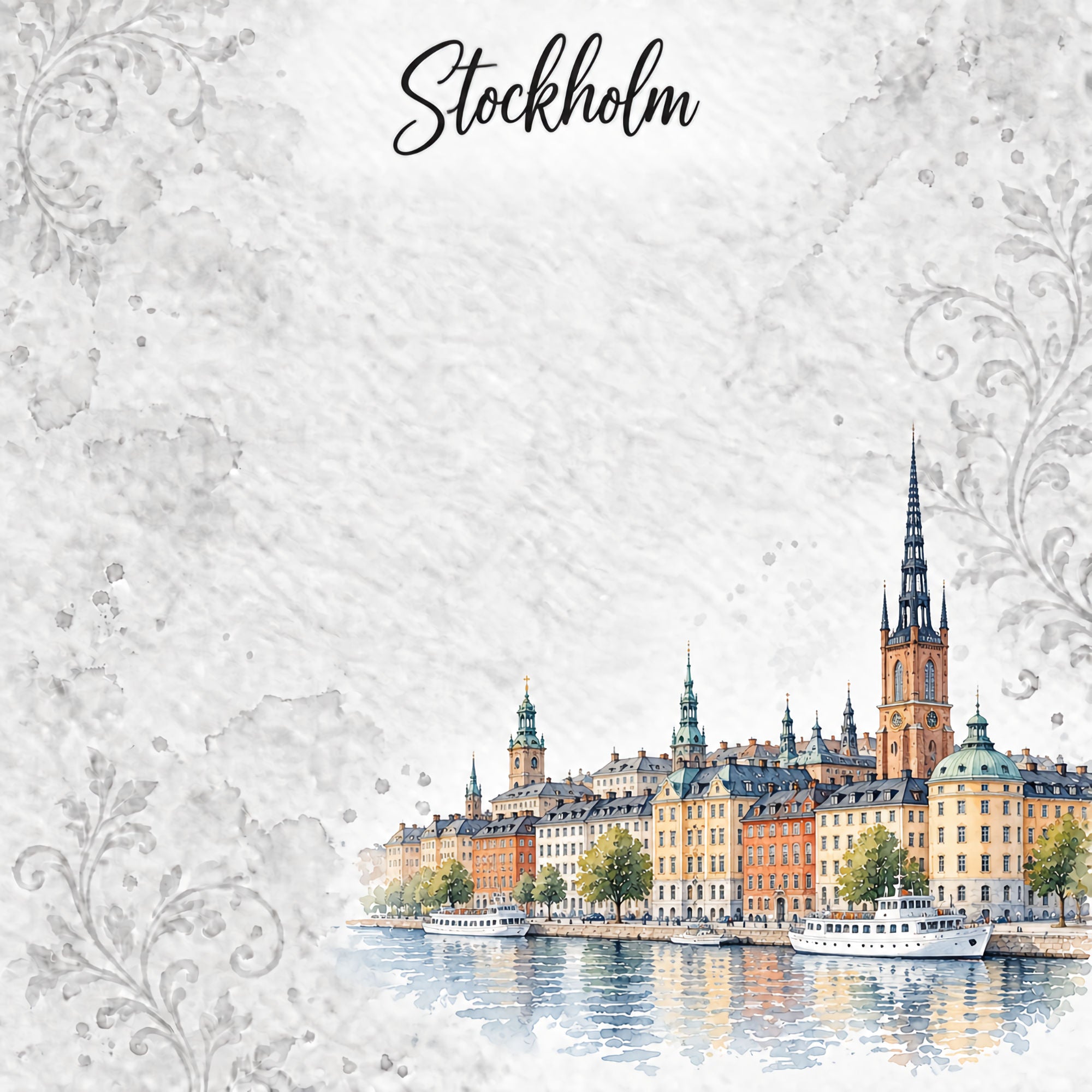 Around The World Collection Sweden Scenic Stockholm 12 x 12 Double-Sided Scrapbook Paper by SSC Designs
