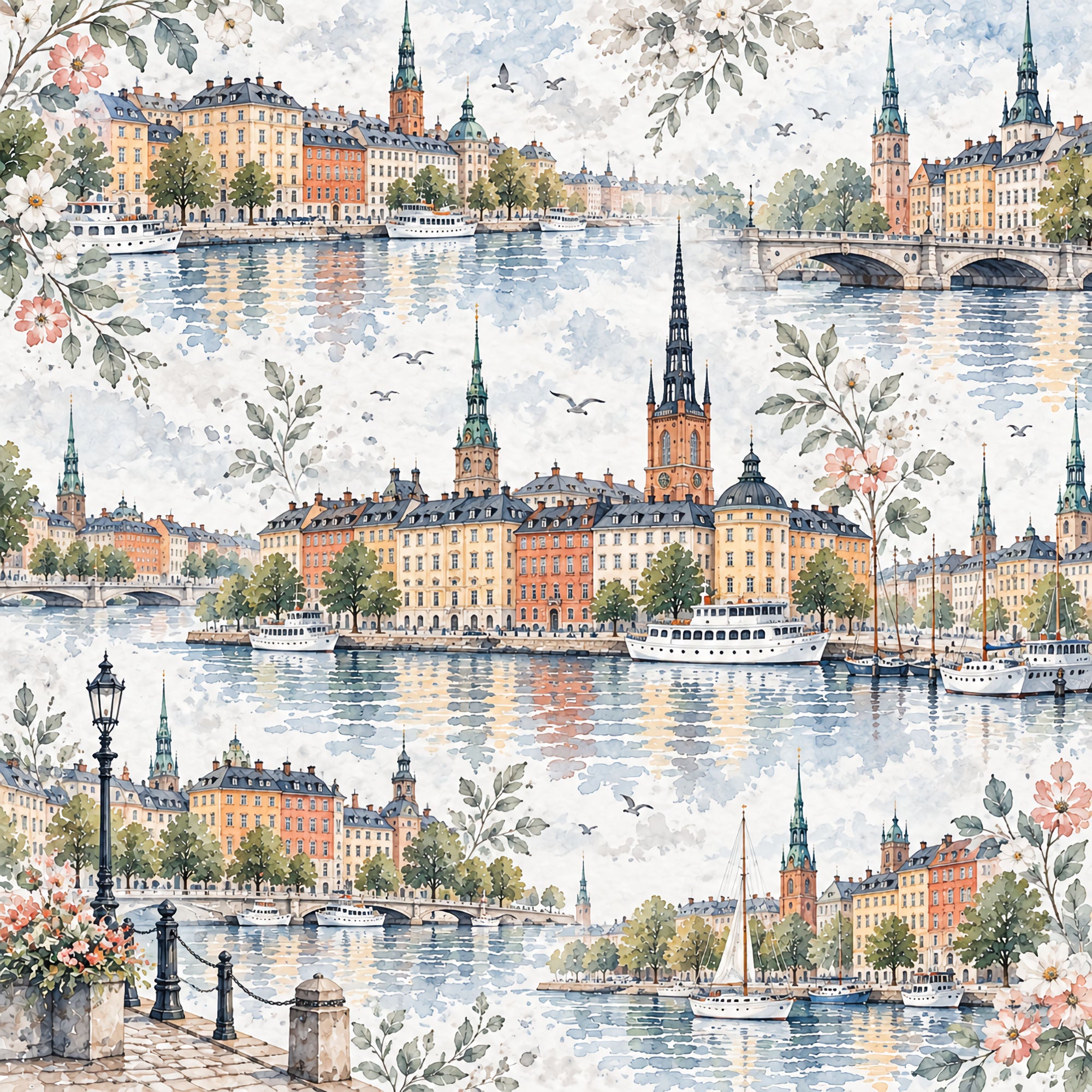 Around The World Collection Sweden Scenic Stockholm 12 x 12 Double-Sided Scrapbook Paper by SSC Designs