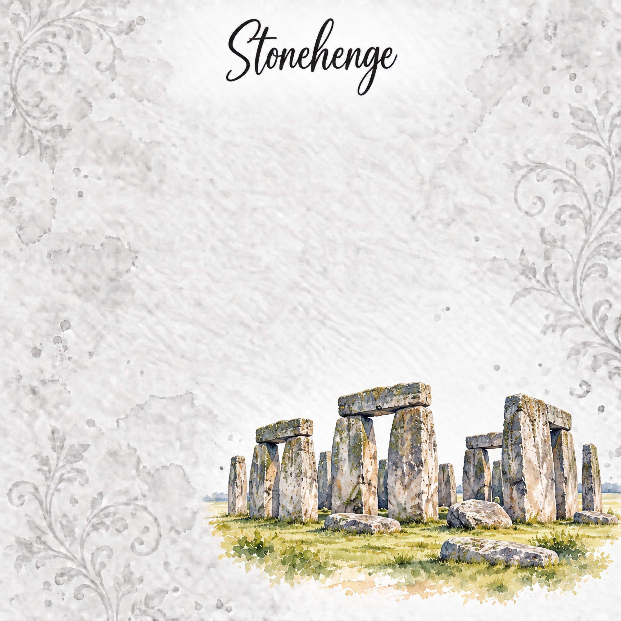 Around The World Collection United Kingdom Stonehenge 12 x 12 Double-Sided Scrapbook Paper by SSC Designs