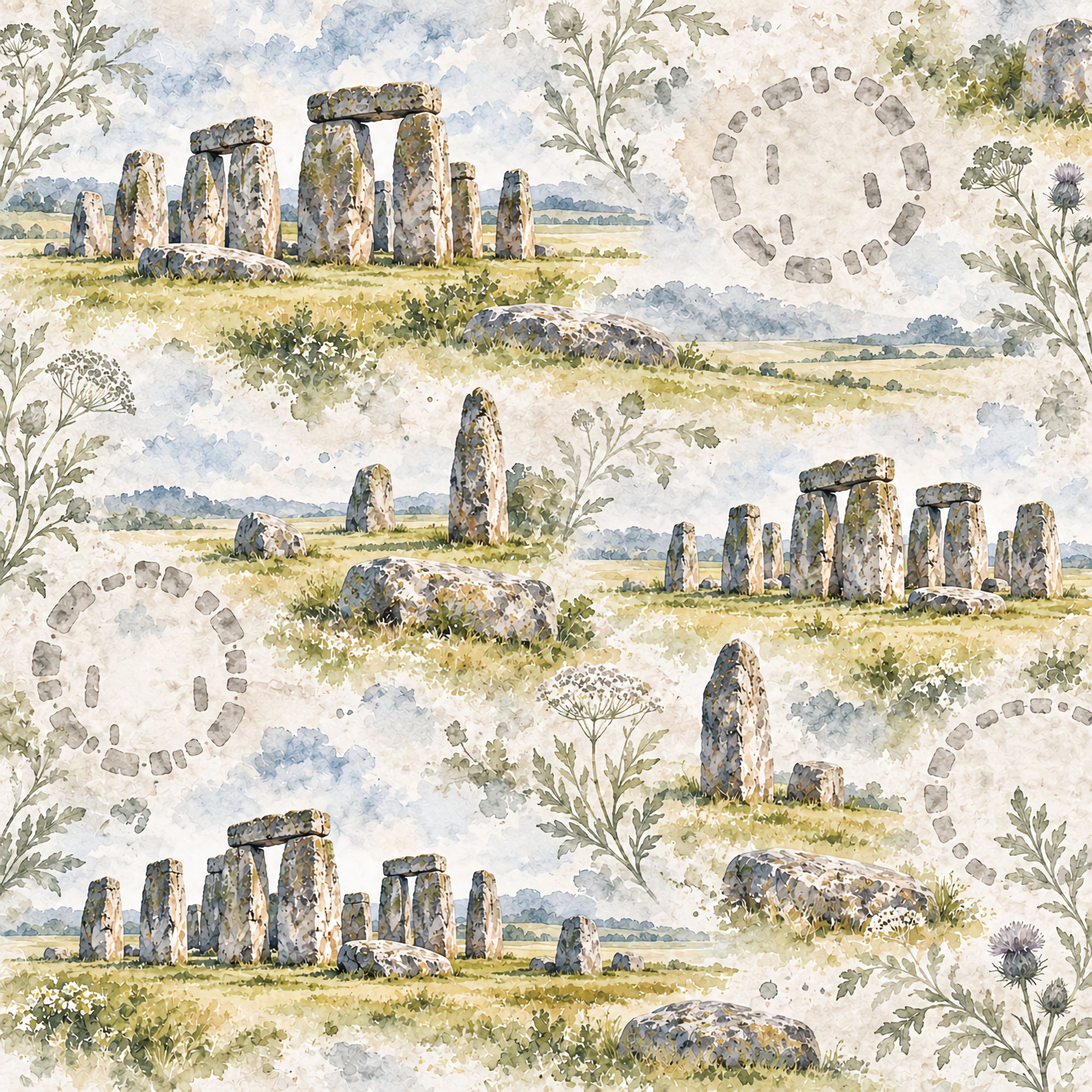 Around The World Collection United Kingdom Stonehenge 12 x 12 Double-Sided Scrapbook Paper by SSC Designs