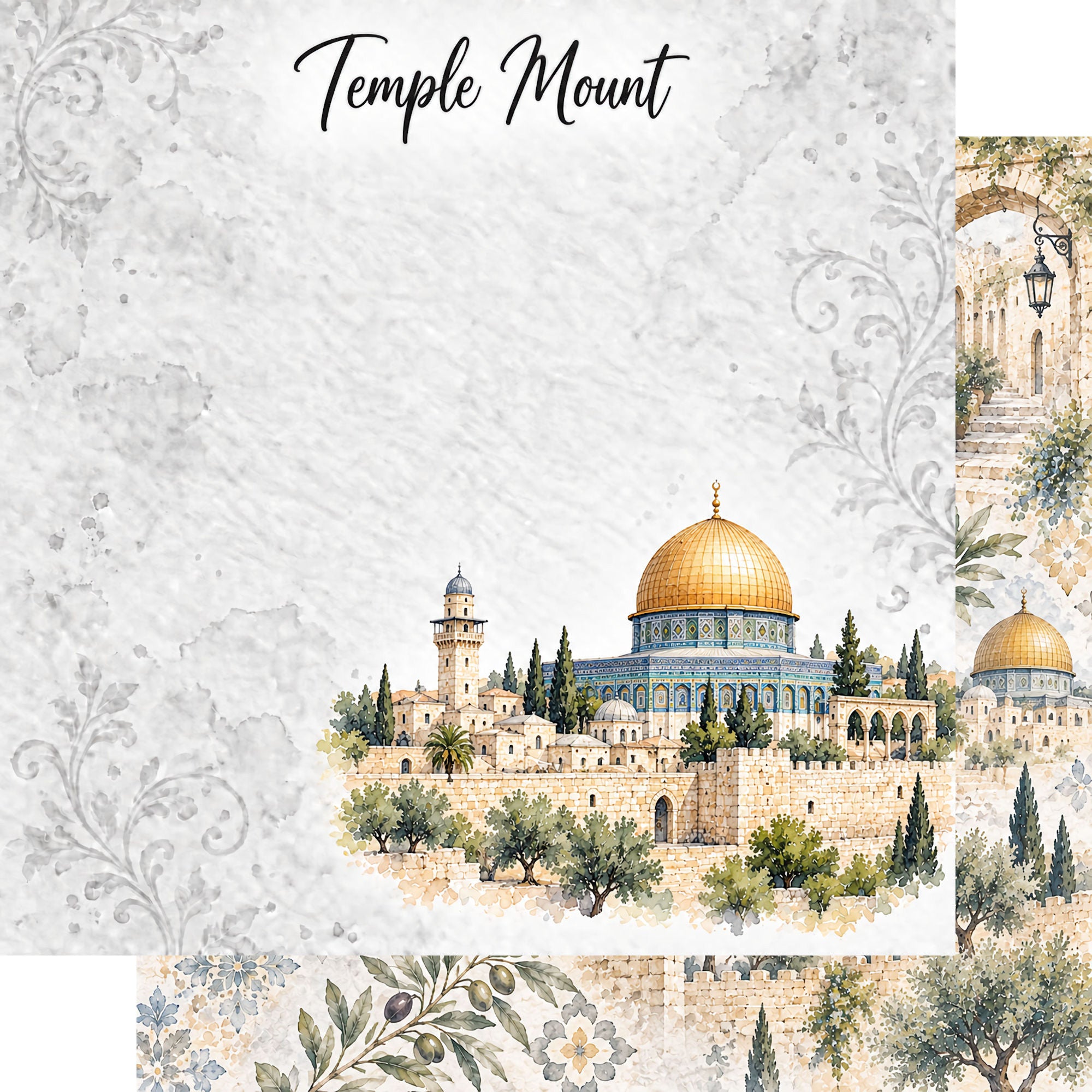 Around The World Collection Israel Temple Mount 12 x 12 Double-Sided Scrapbook Paper by SSC Designs