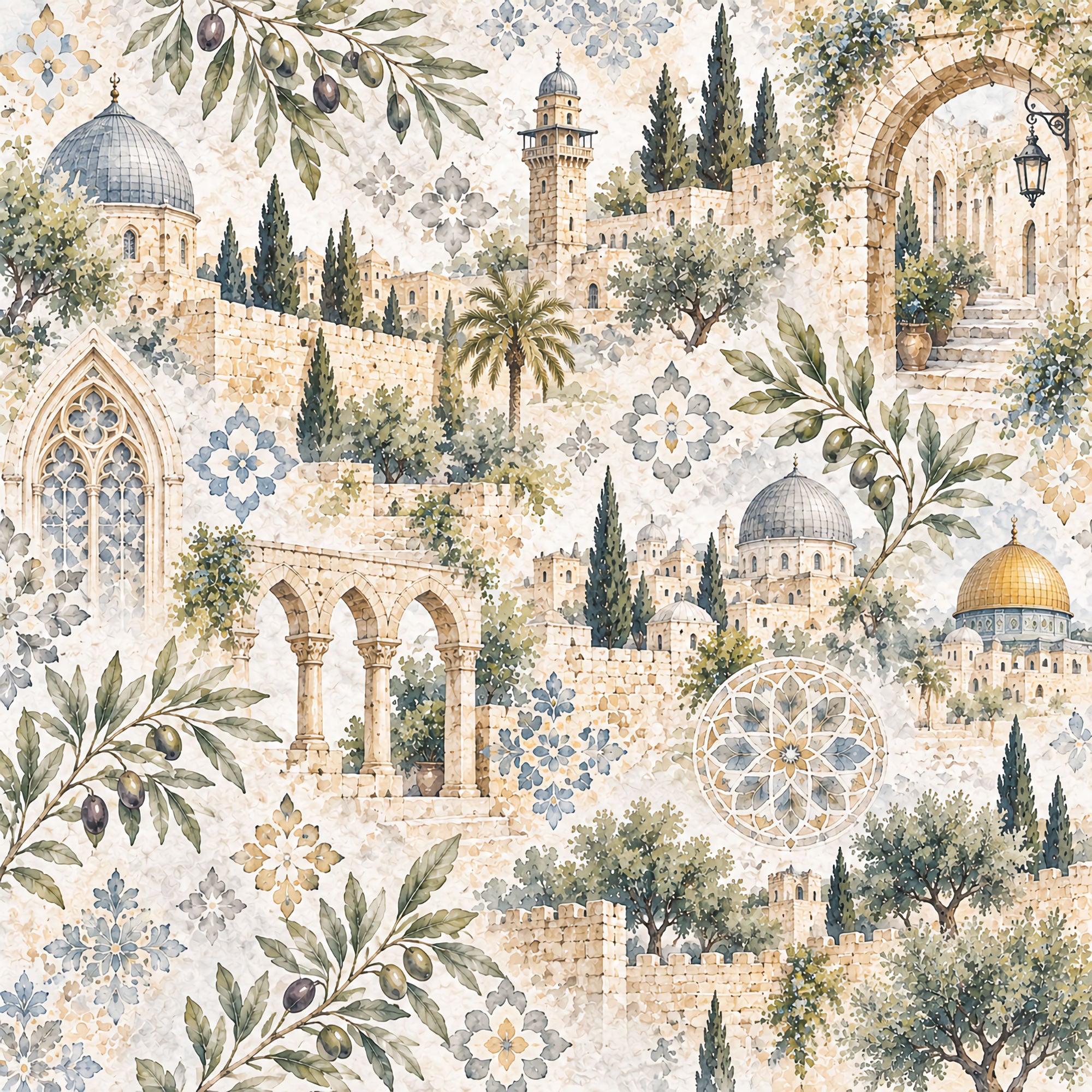 Around The World Collection Israel Temple Mount 12 x 12 Double-Sided Scrapbook Paper by SSC Designs