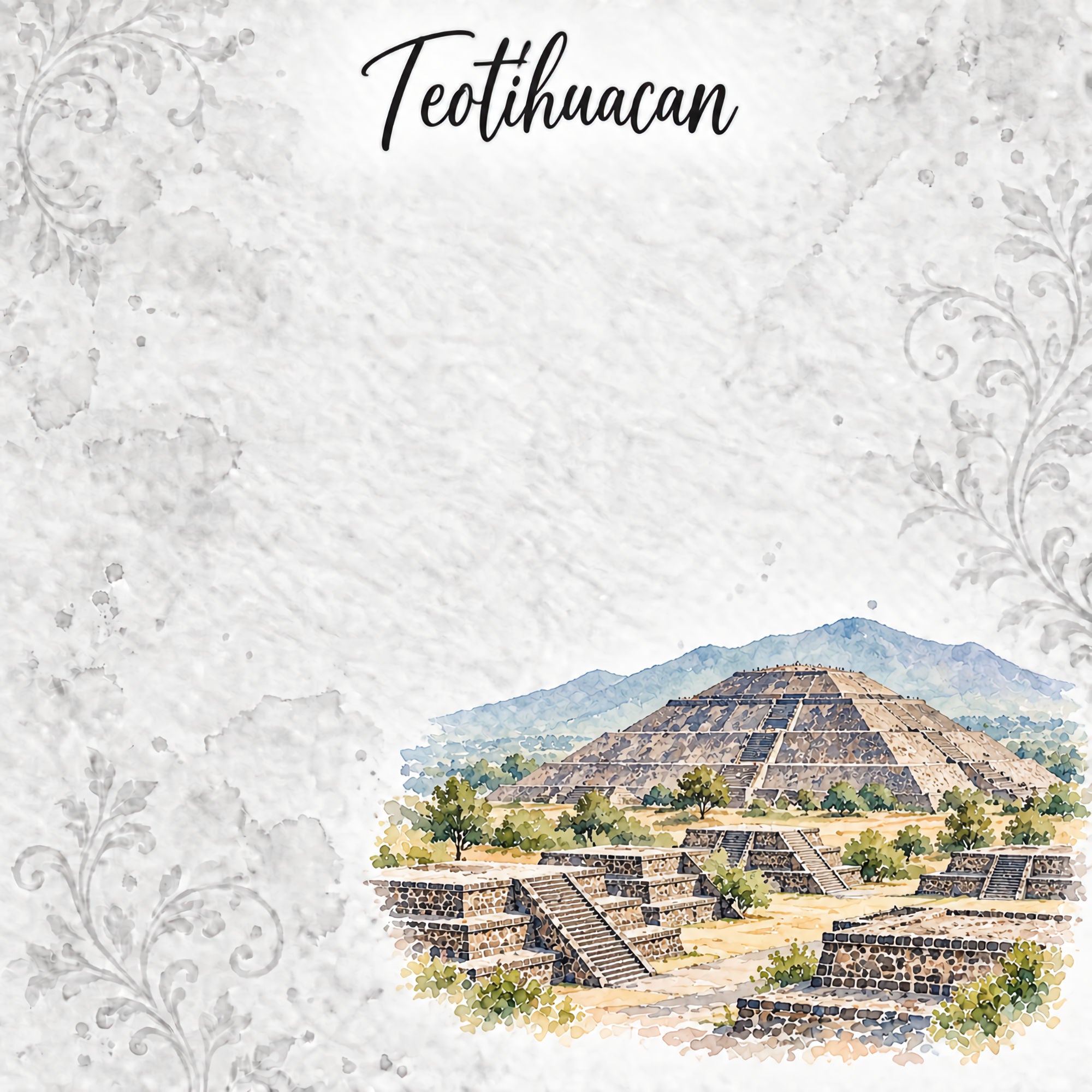 Around The World Collection Mexico Teotihuacan  12 x 12 Double-Sided Scrapbook Paper by SSC Designs