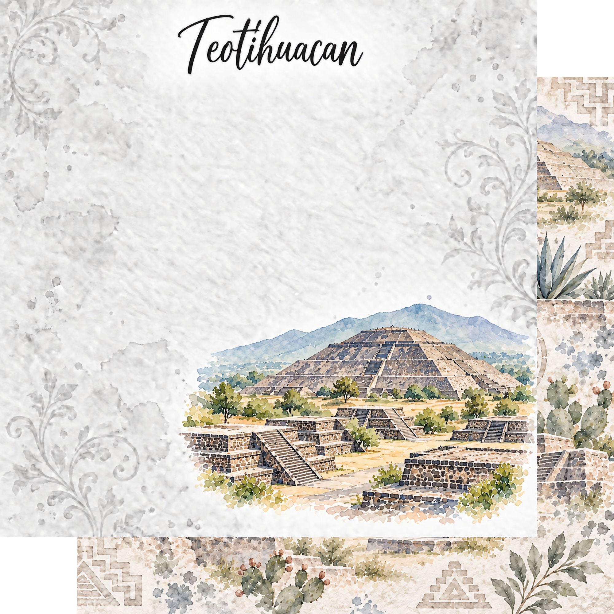 Around The World Collection Mexico Teotihuacan  12 x 12 Double-Sided Scrapbook Paper by SSC Designs
