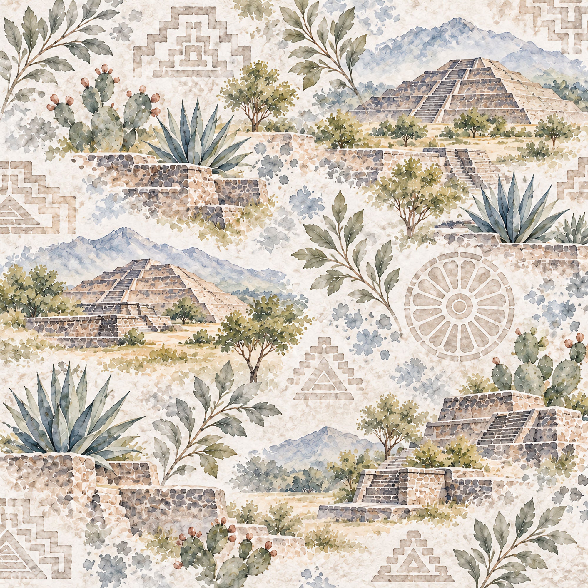 Around The World Collection Mexico Teotihuacan  12 x 12 Double-Sided Scrapbook Paper by SSC Designs