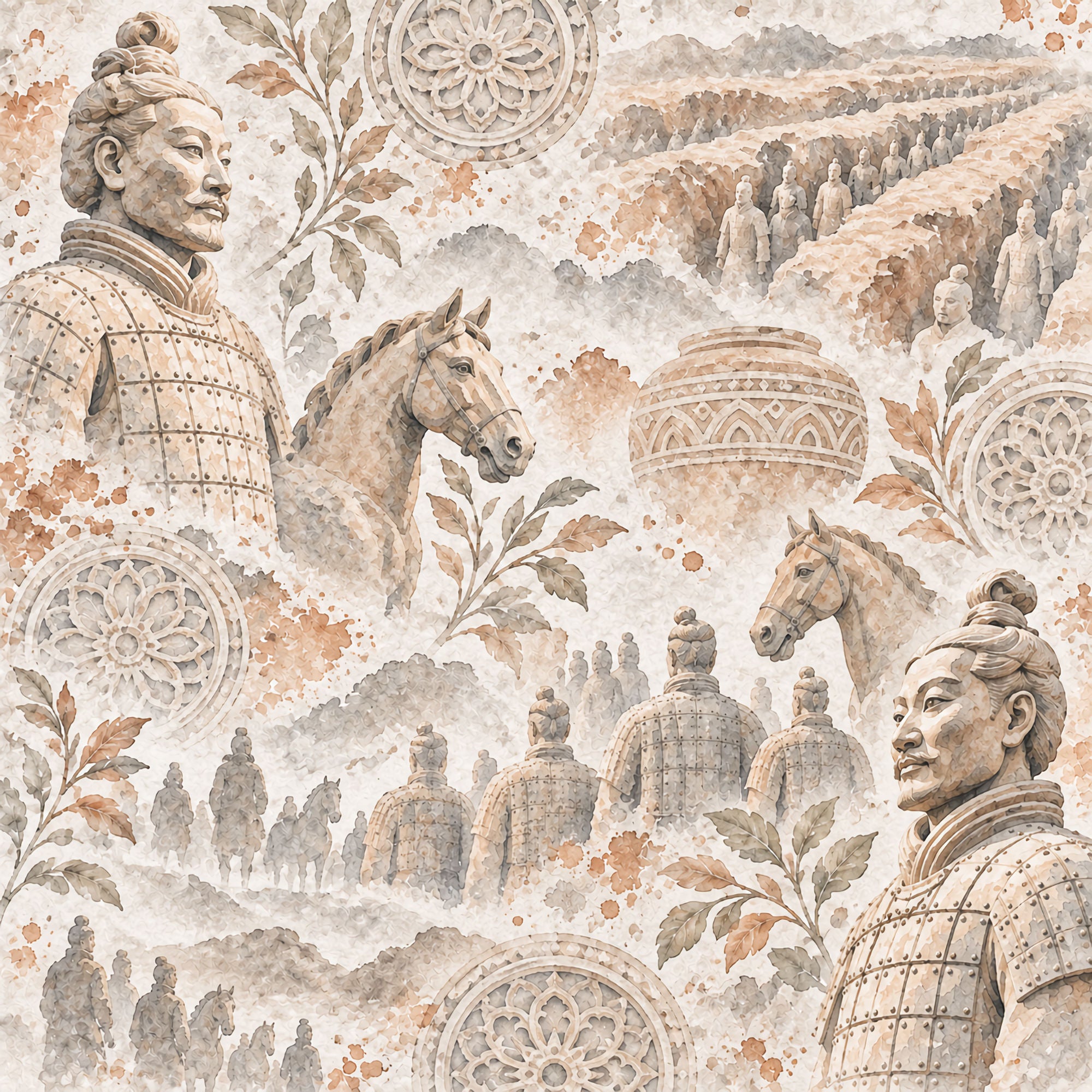 Around The World Collection China Terracotta Army 12 x 12 Double-Sided Scrapbook Paper by SSC Designs
