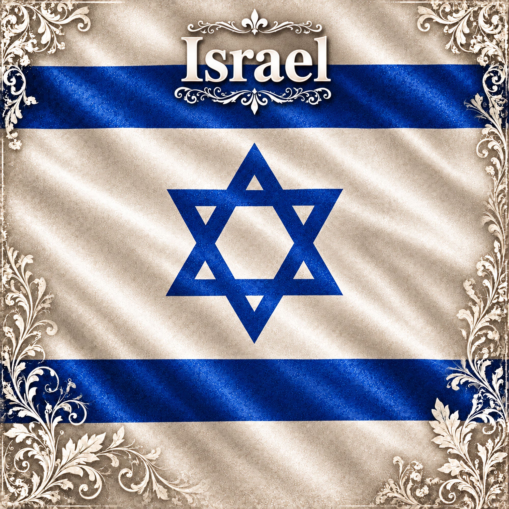 Around The World Collection Israel Flag 12 x 12 Double-Sided Scrapbook Paper by SSC Designs