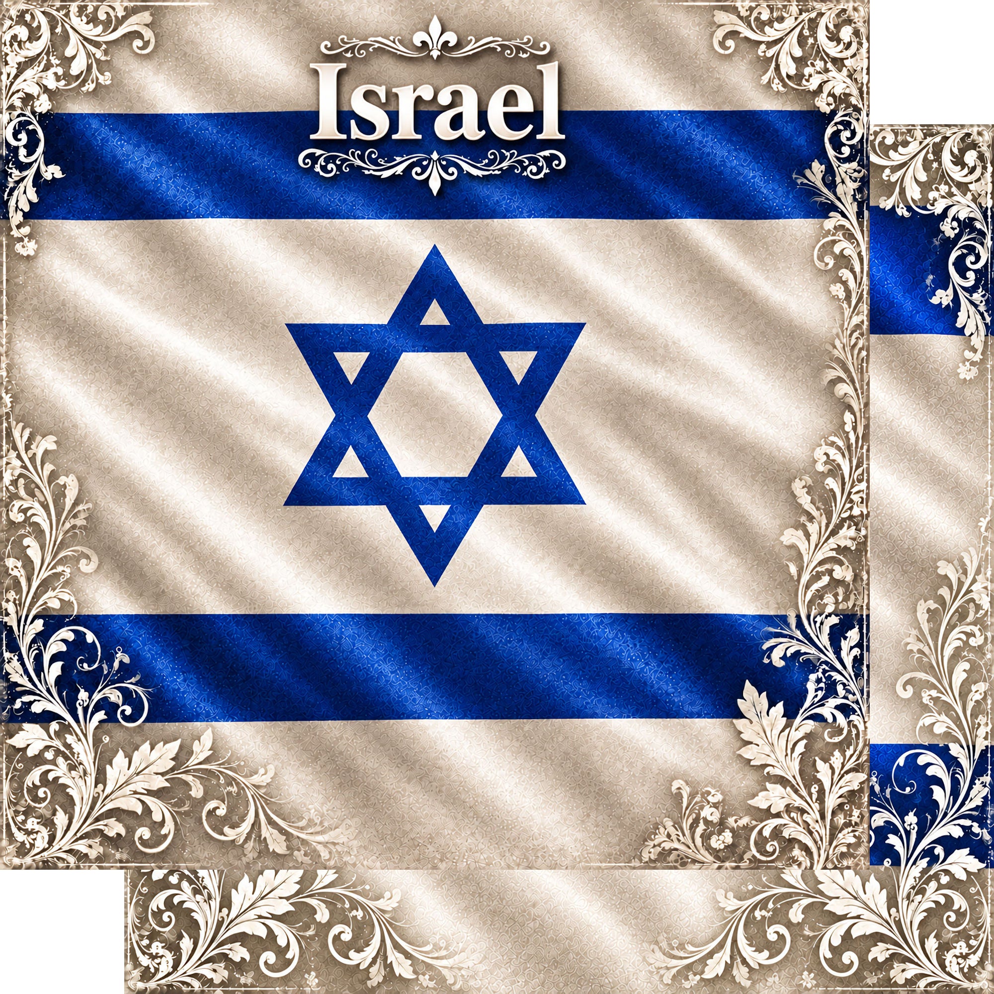 Around The World Collection Israel Flag 12 x 12 Double-Sided Scrapbook Paper by SSC Designs
