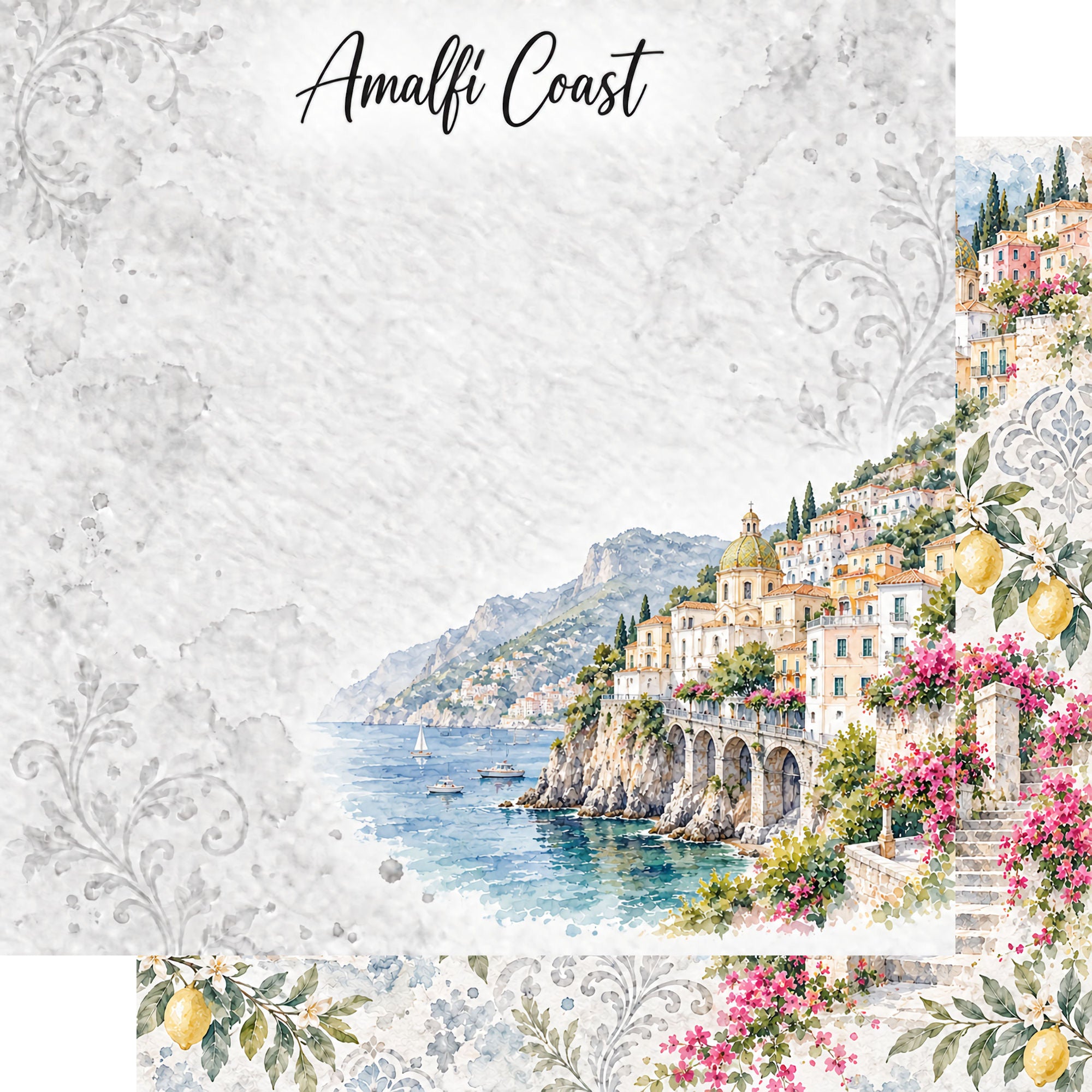 Around The World Collection Italy Amalfi Coast 12 x 12 Double-Sided Scrapbook Paper by SSC Designs