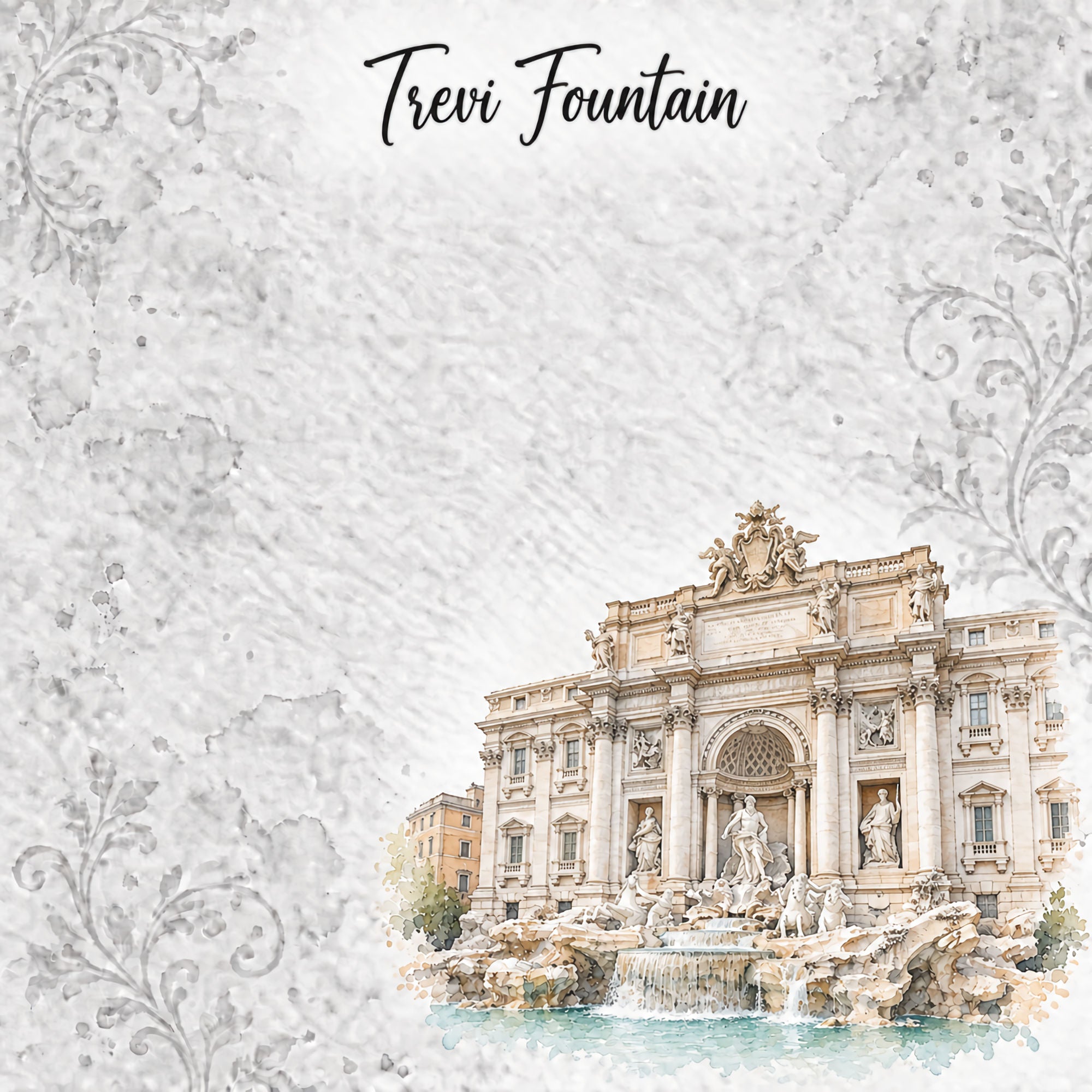 Around The World Collection Italy Trevi Fountain 12 x 12 Double-Sided Scrapbook Paper by SSC Designs