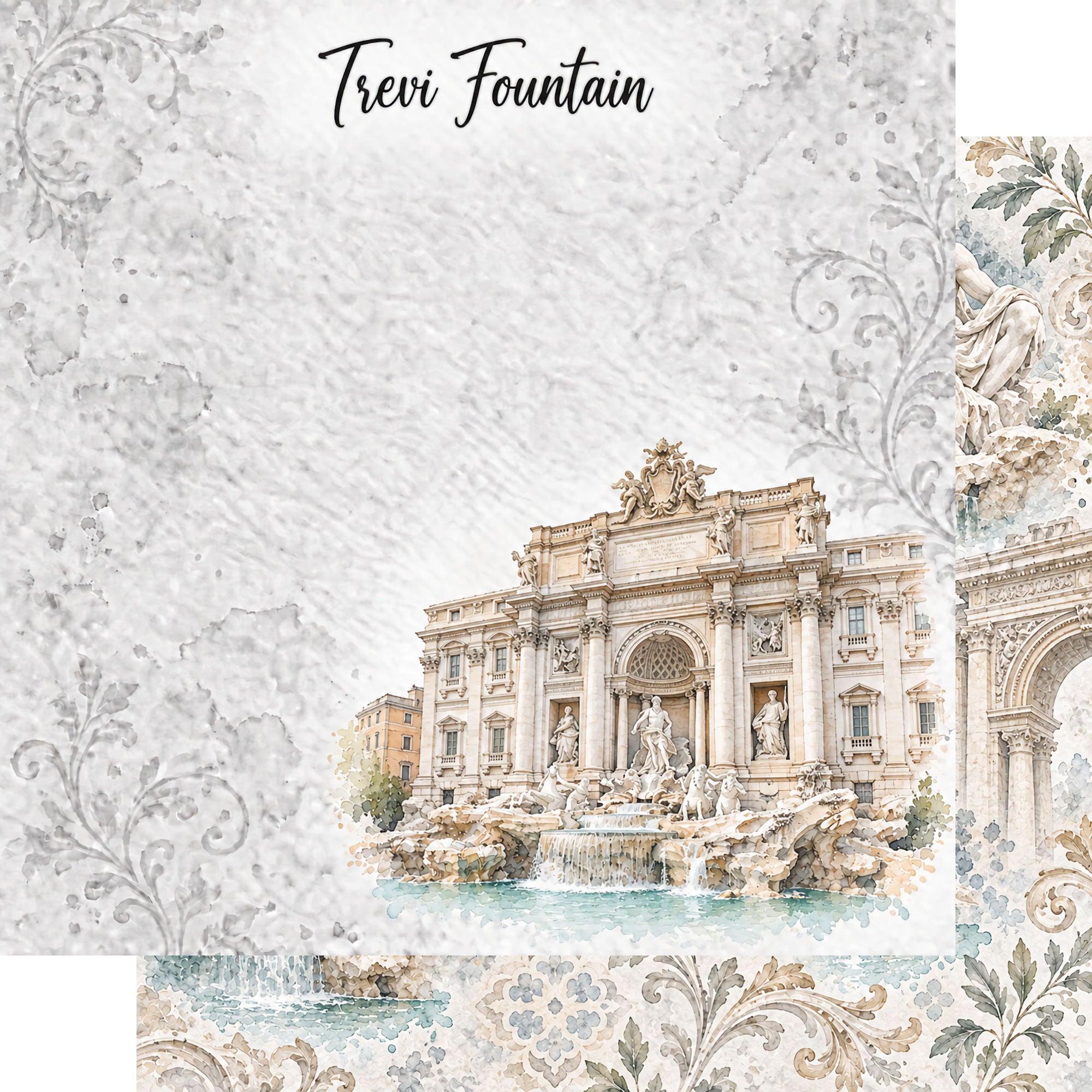 Around The World Collection Italy Trevi Fountain 12 x 12 Double-Sided Scrapbook Paper by SSC Designs
