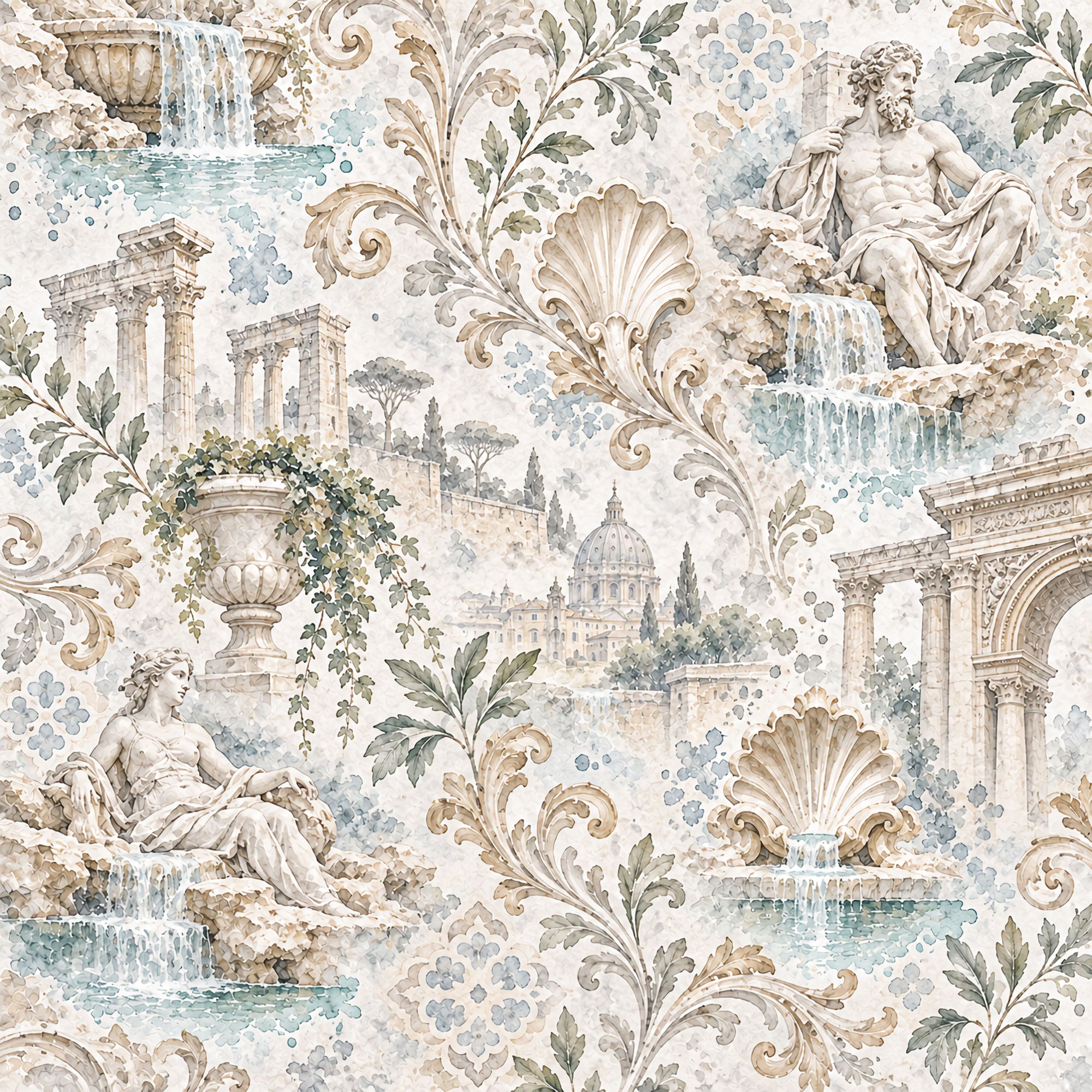 Around The World Collection Italy Trevi Fountain 12 x 12 Double-Sided Scrapbook Paper by SSC Designs