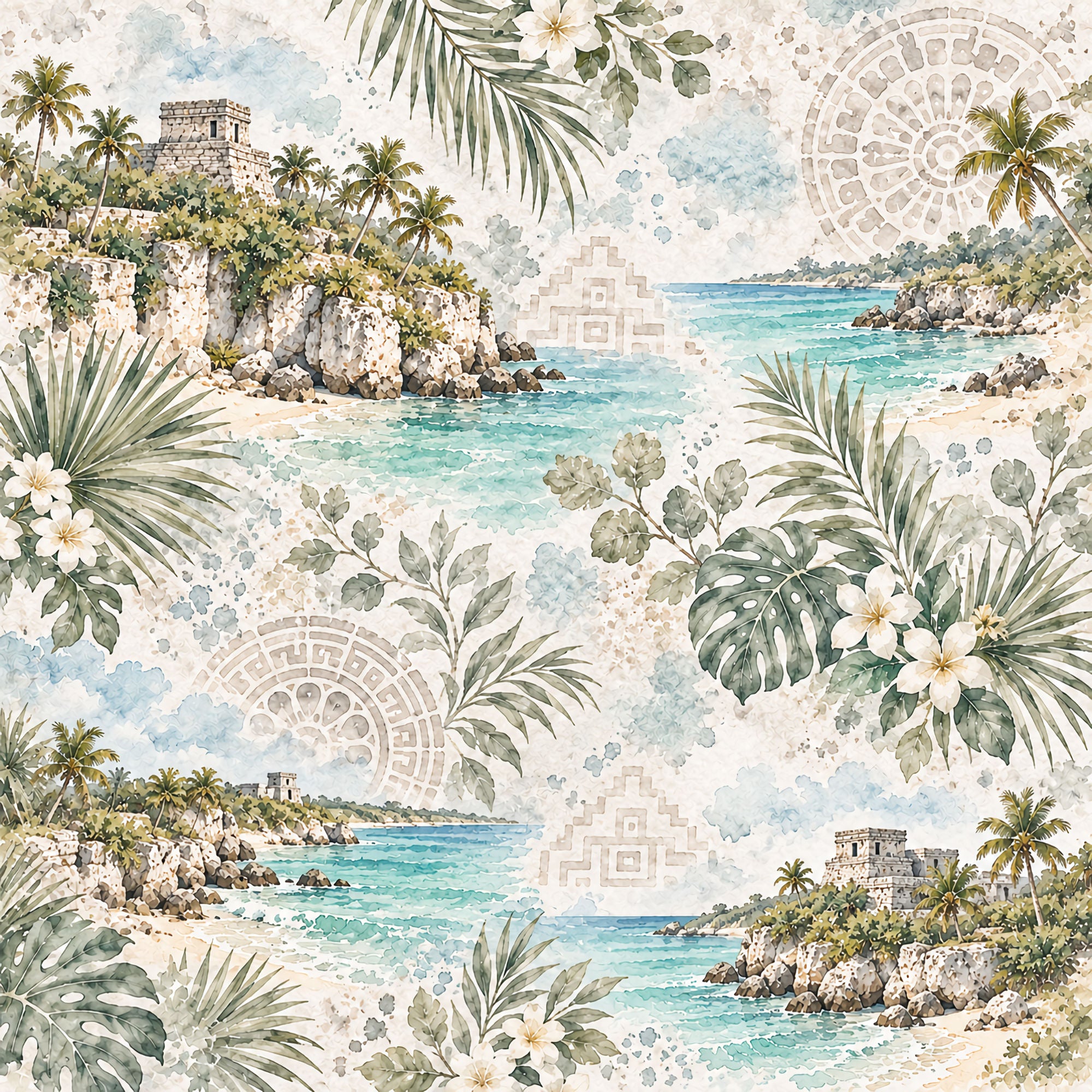 Around The World Collection Mexico Tulum 12 x 12 Double-Sided Scrapbook Paper by SSC Designs