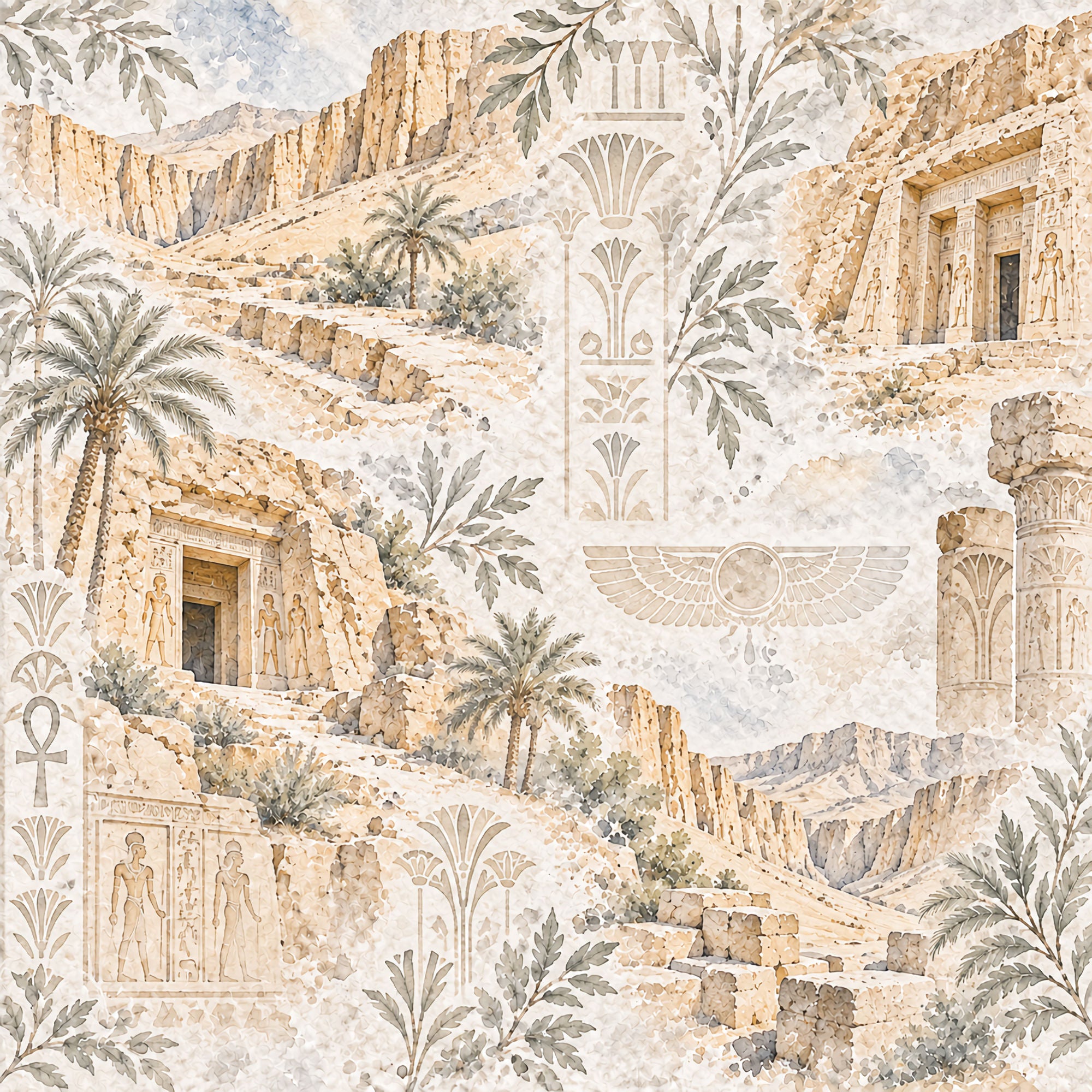 Around The World Collection Egypt Valley of the Kings 12 x 12 Double-Sided Scrapbook Paper by SSC Designs