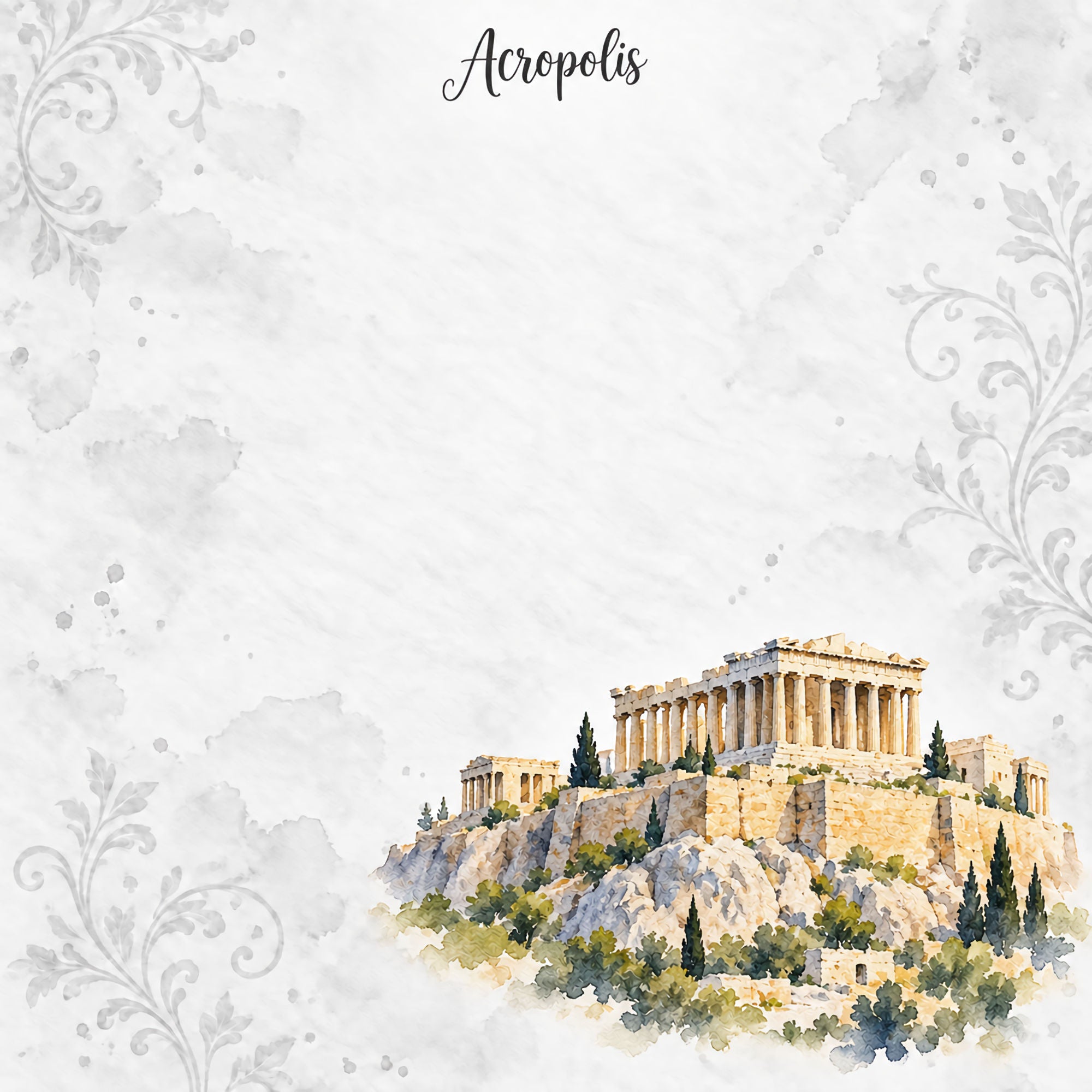 Around The World Collection Greece Acropolis 12 x 12 Double-Sided Scrapbook Paper by SSC Designs