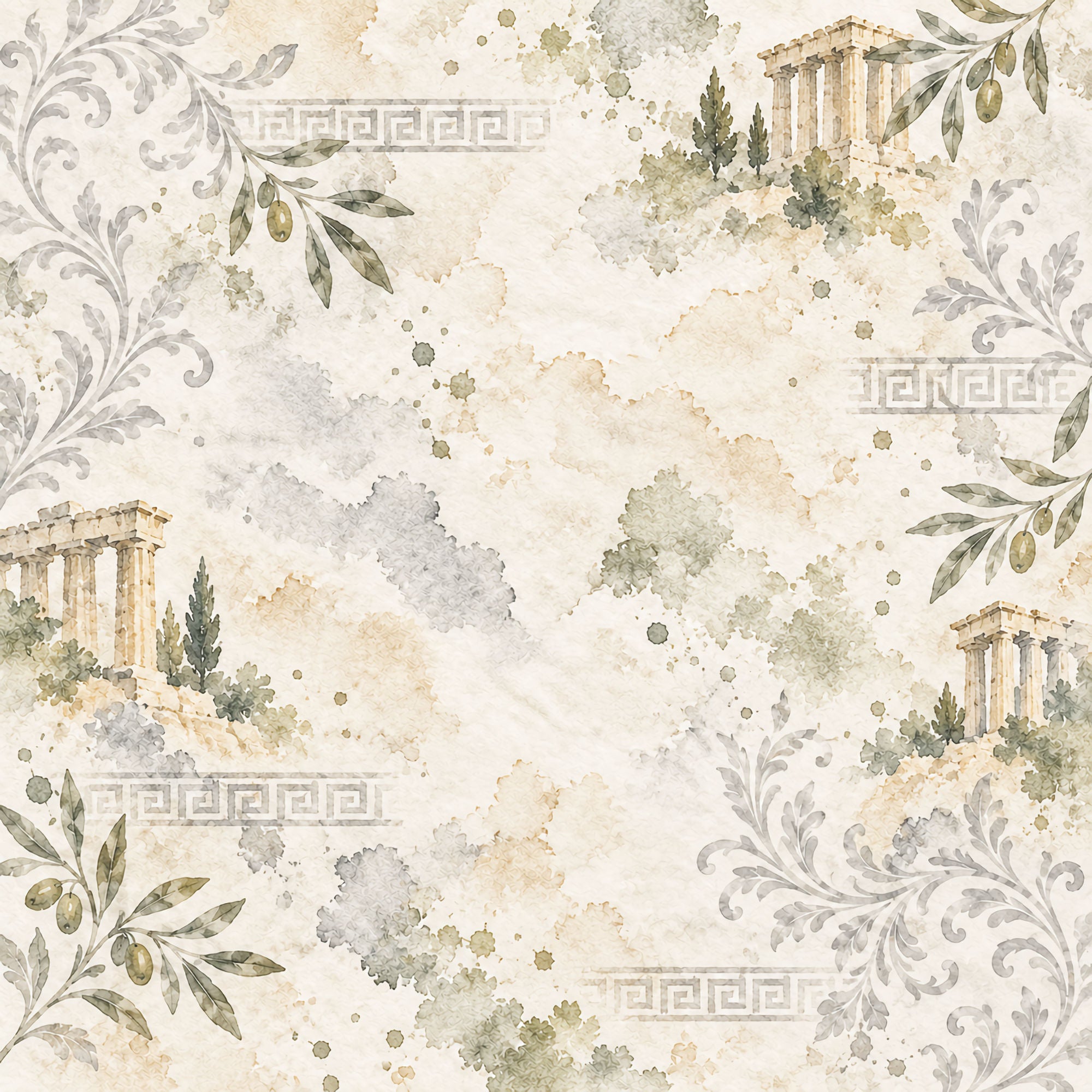 Around The World Collection Greece Acropolis 12 x 12 Double-Sided Scrapbook Paper by SSC Designs