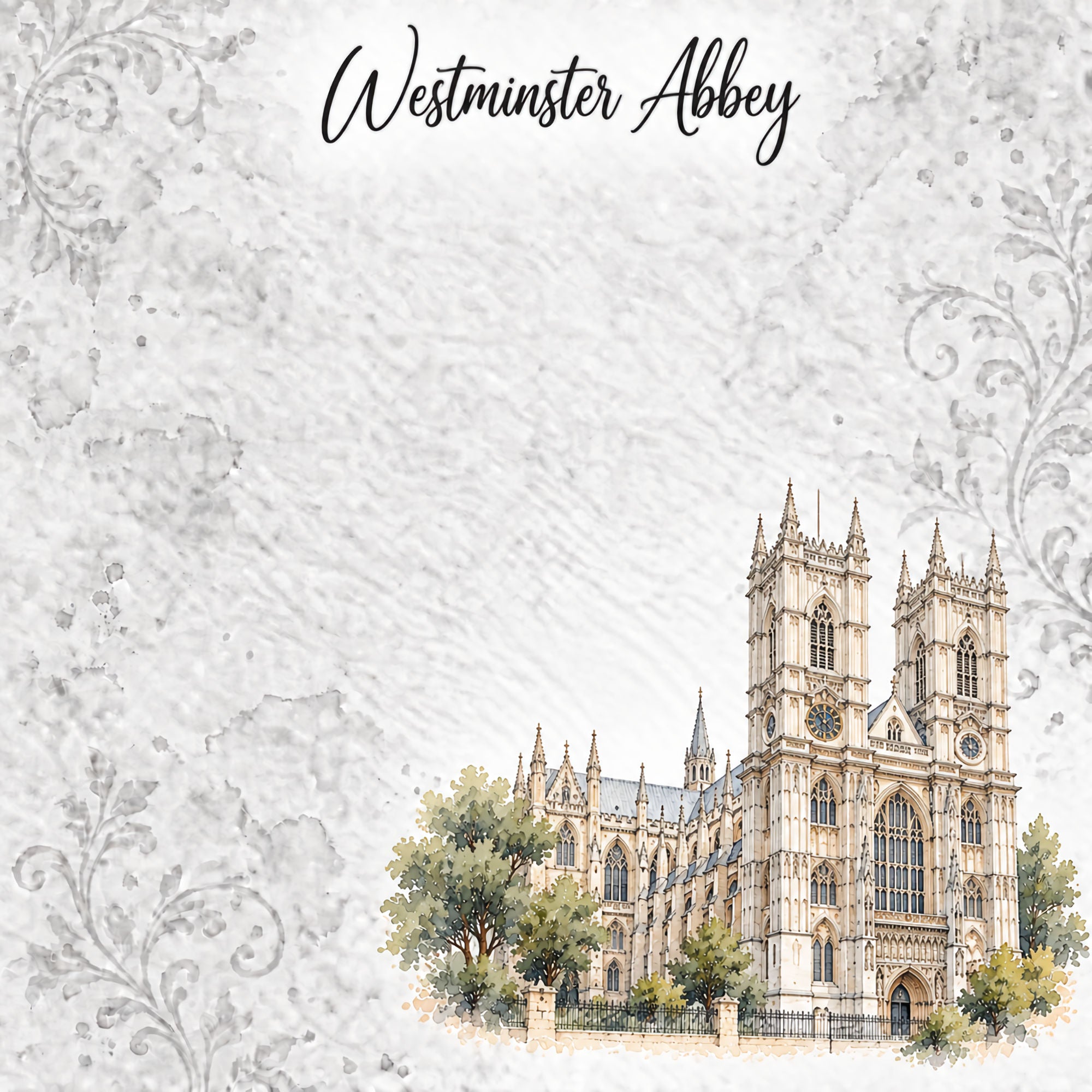 Around The World Collection United Kingdom Westminster Abbey 12 x 12 Double-Sided Scrapbook Paper by SSC Designs