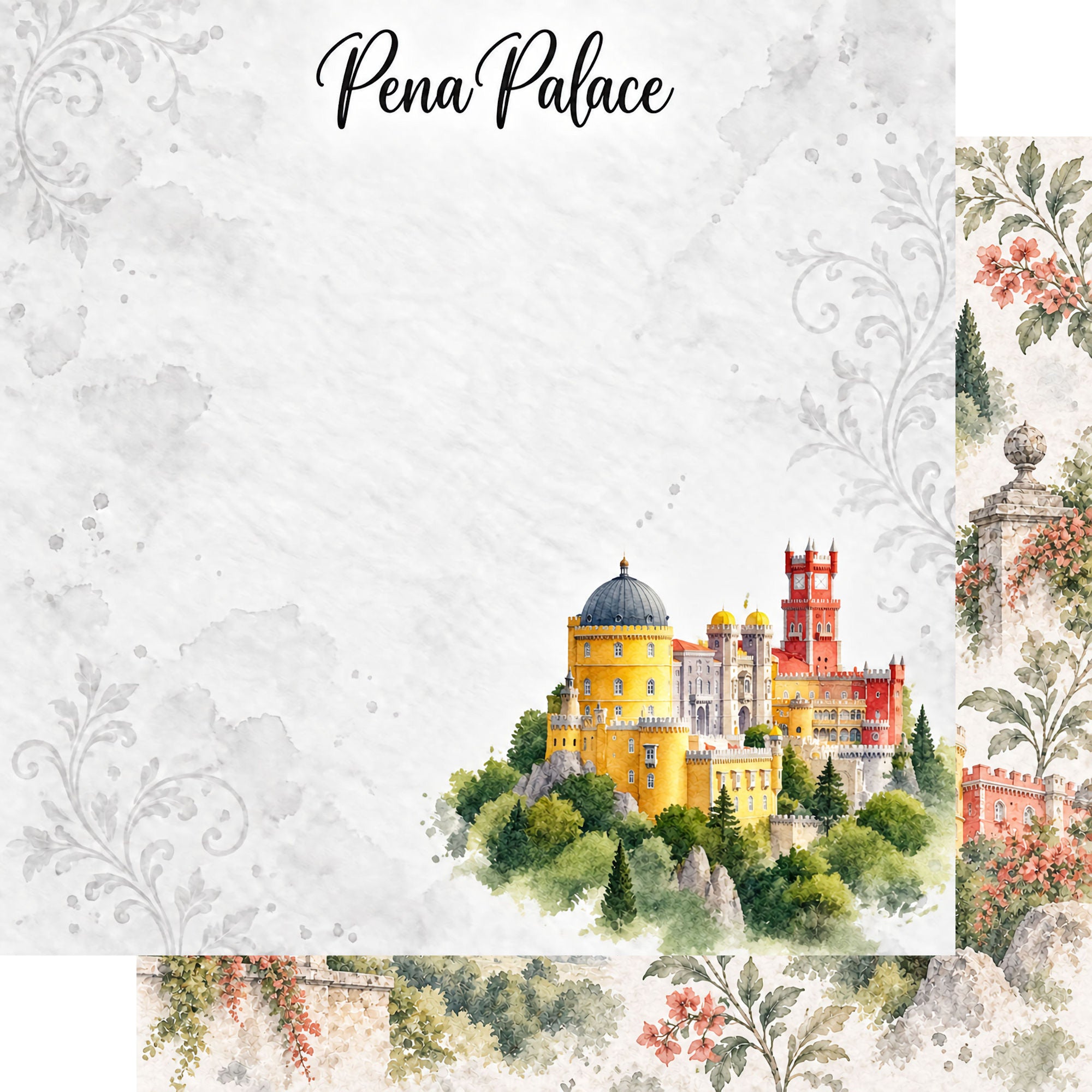 Around The World Collection Portugal Pena Palace 12 x 12 Double-Sided Scrapbook Paper by SSC Designs