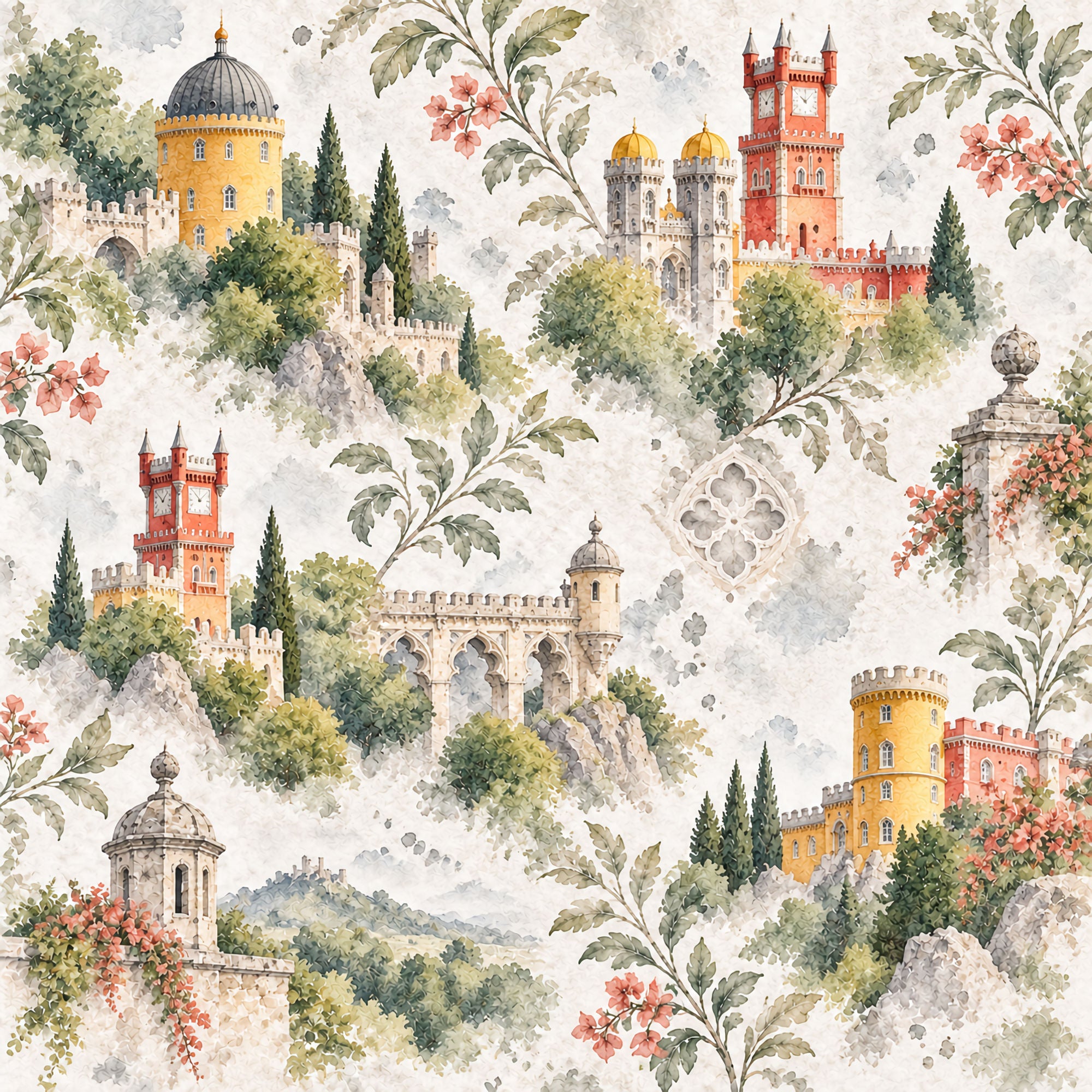Around The World Collection Portugal Pena Palace 12 x 12 Double-Sided Scrapbook Paper by SSC Designs