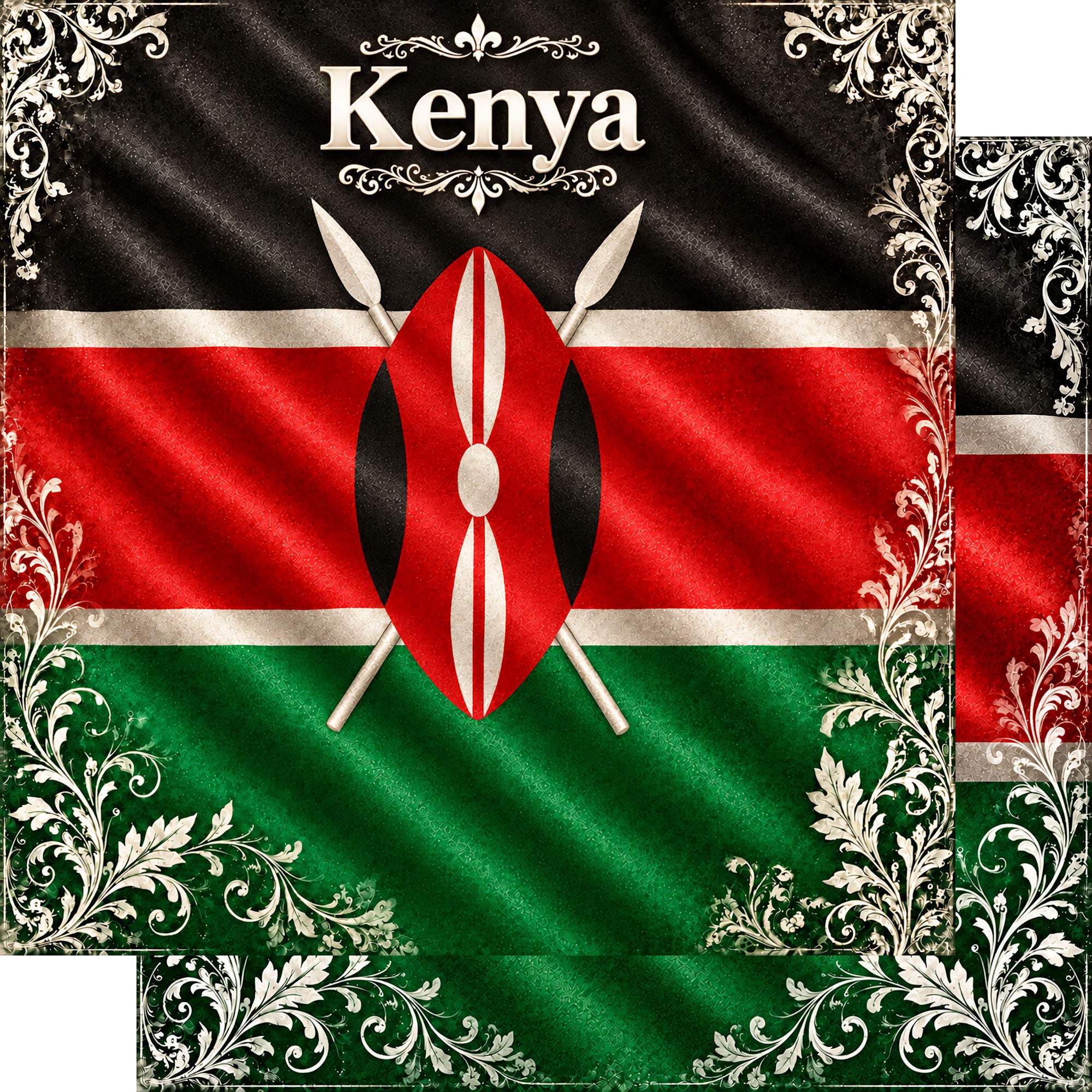 Around The World Collection Kenya Flag 12 x 12 Double-Sided Scrapbook Paper by SSC Designs
