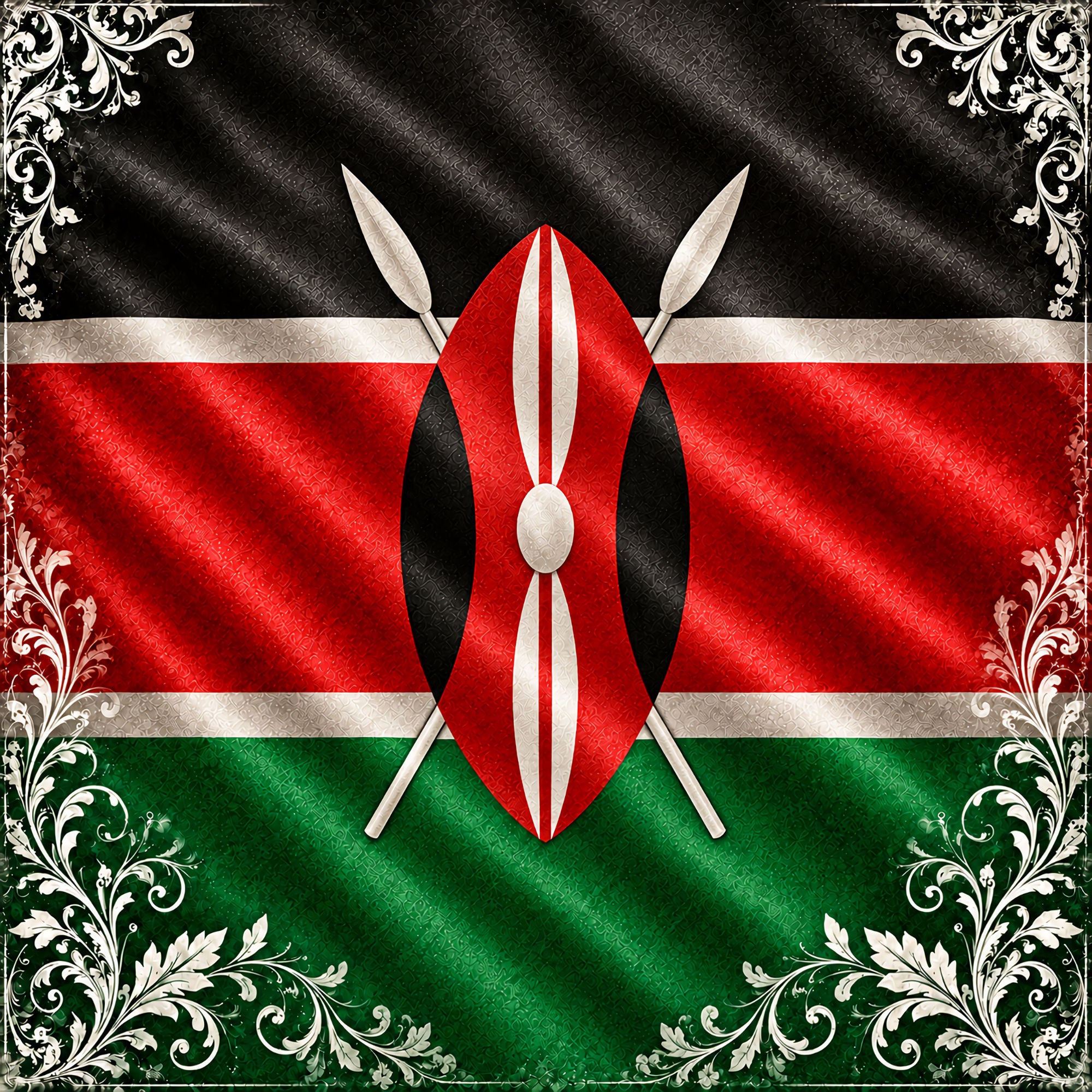 Around The World Collection Kenya Flag 12 x 12 Double-Sided Scrapbook Paper by SSC Designs